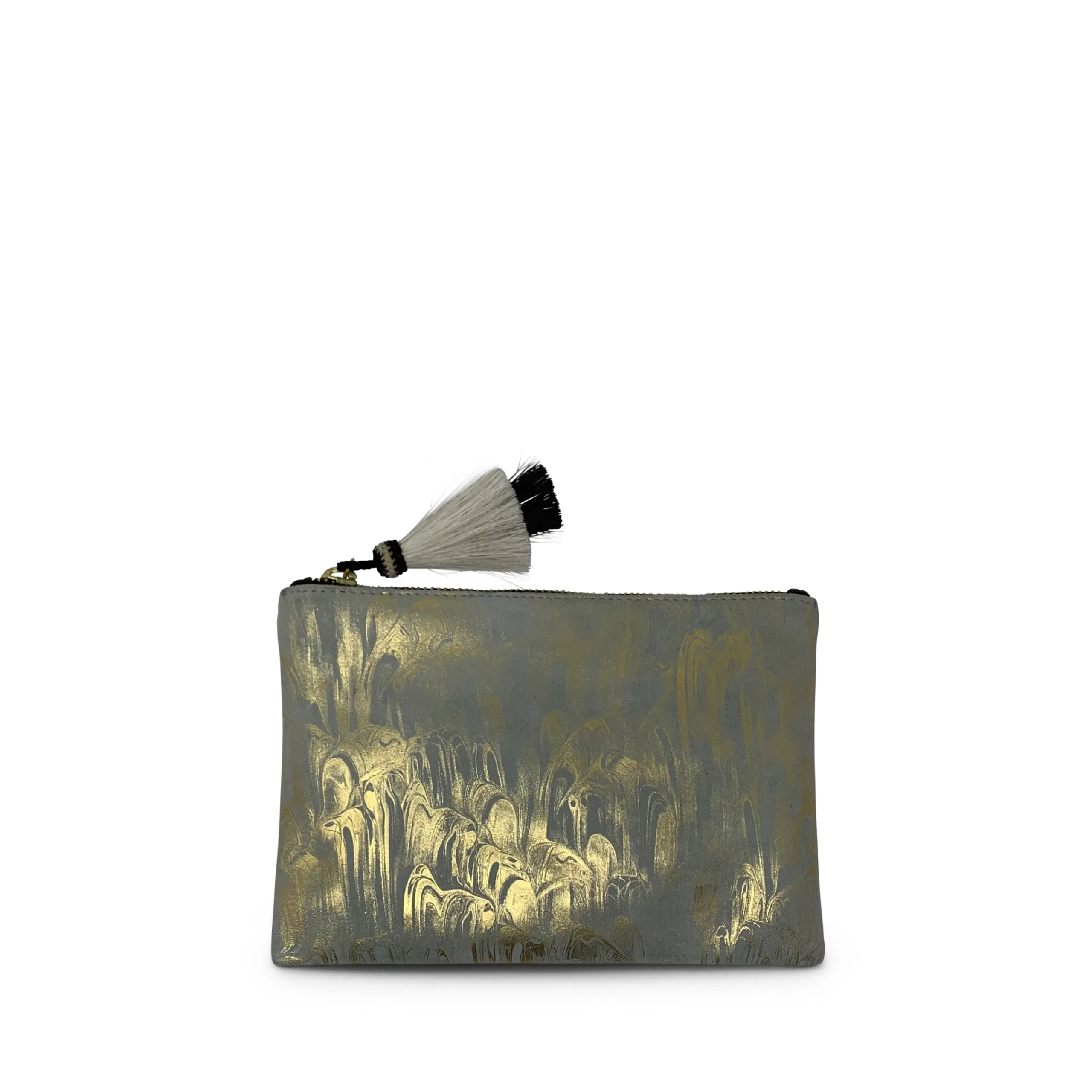 Kempton & Co Aqua & Gold Marbled Small Pouch | Small Leather Goods