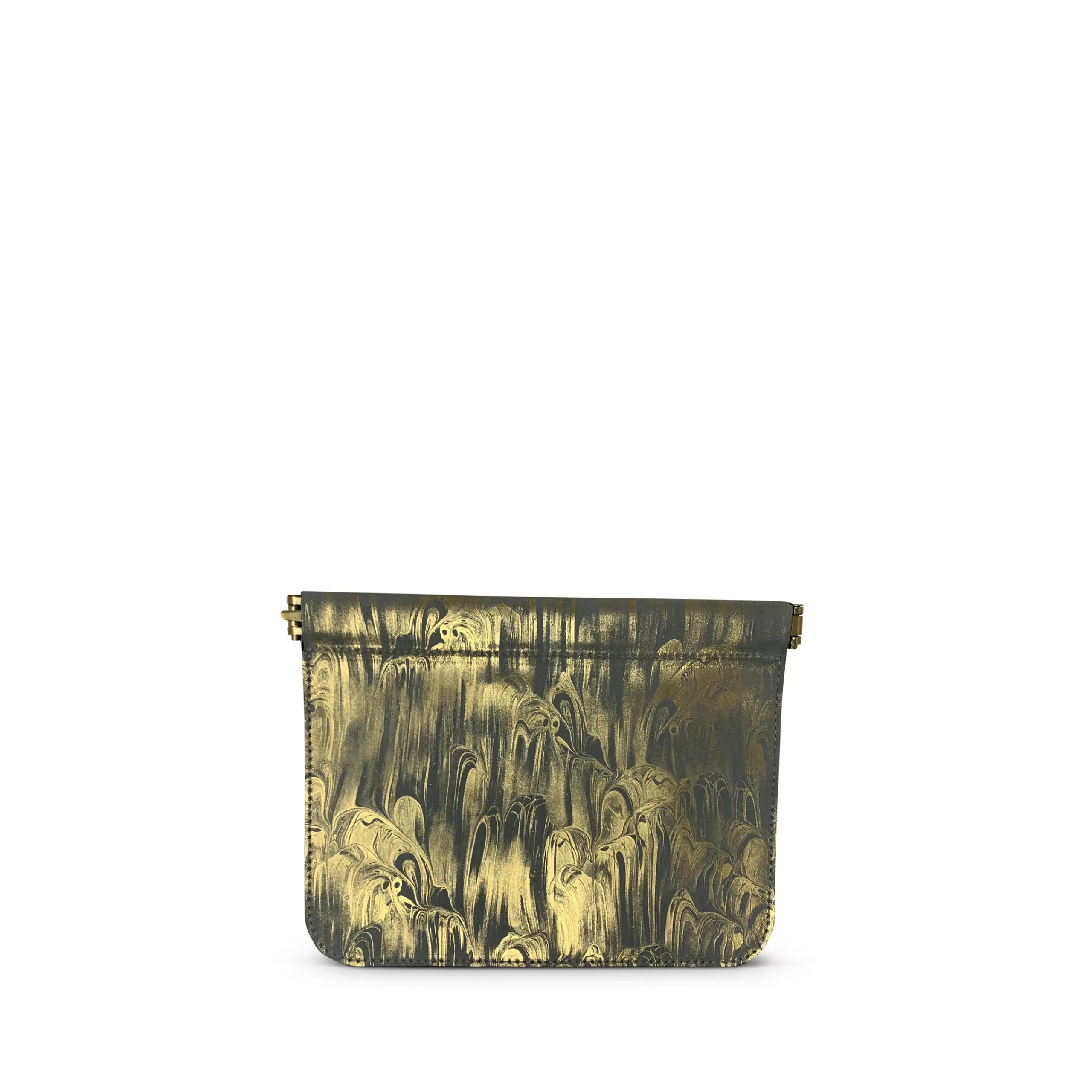 Kempton & Co Aqua & Gold Marbled Snap Pouch | Snap Clutches