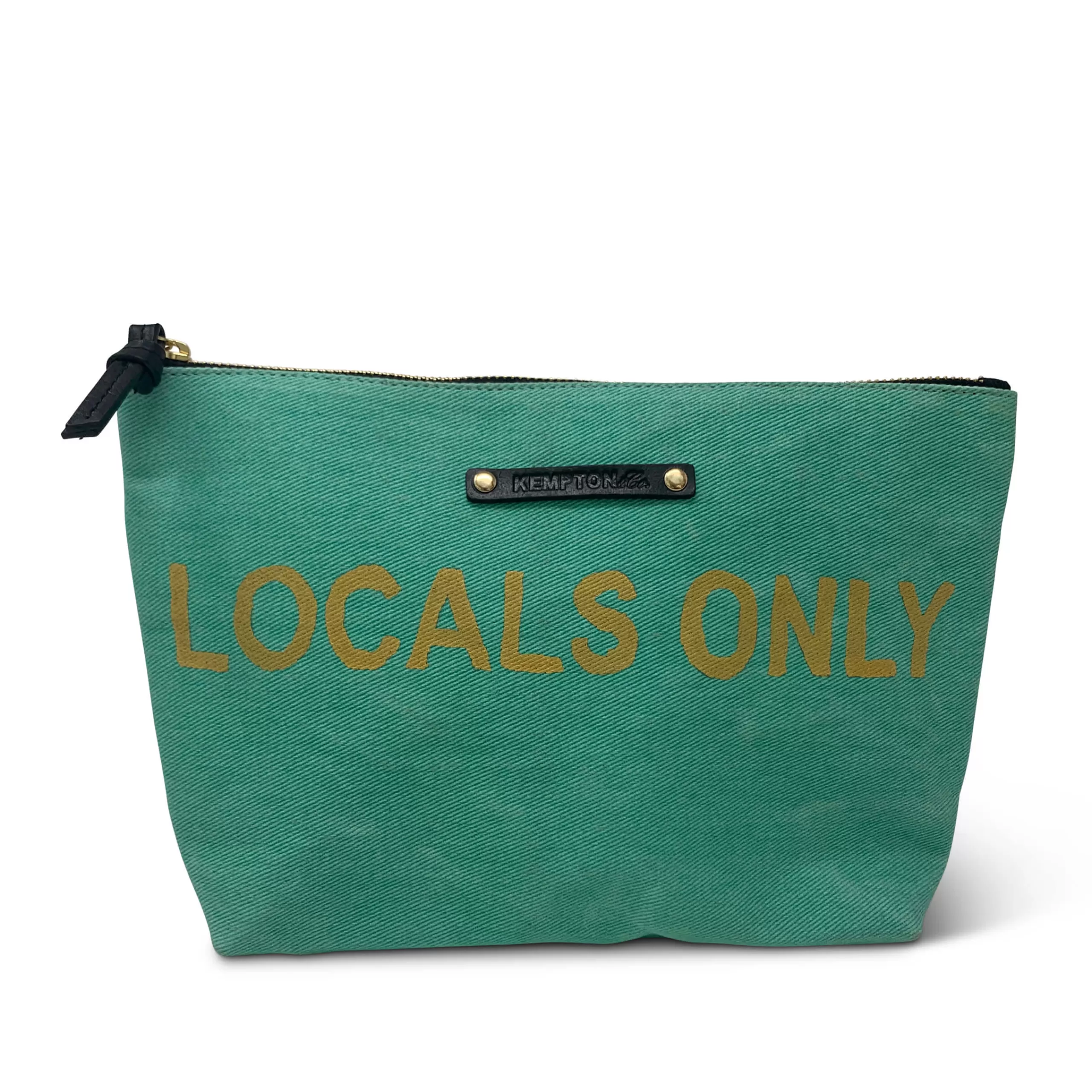 Kempton & Co Aqua Locals Only Hand Painted Canvas Pouch | New Pouches & Clutches