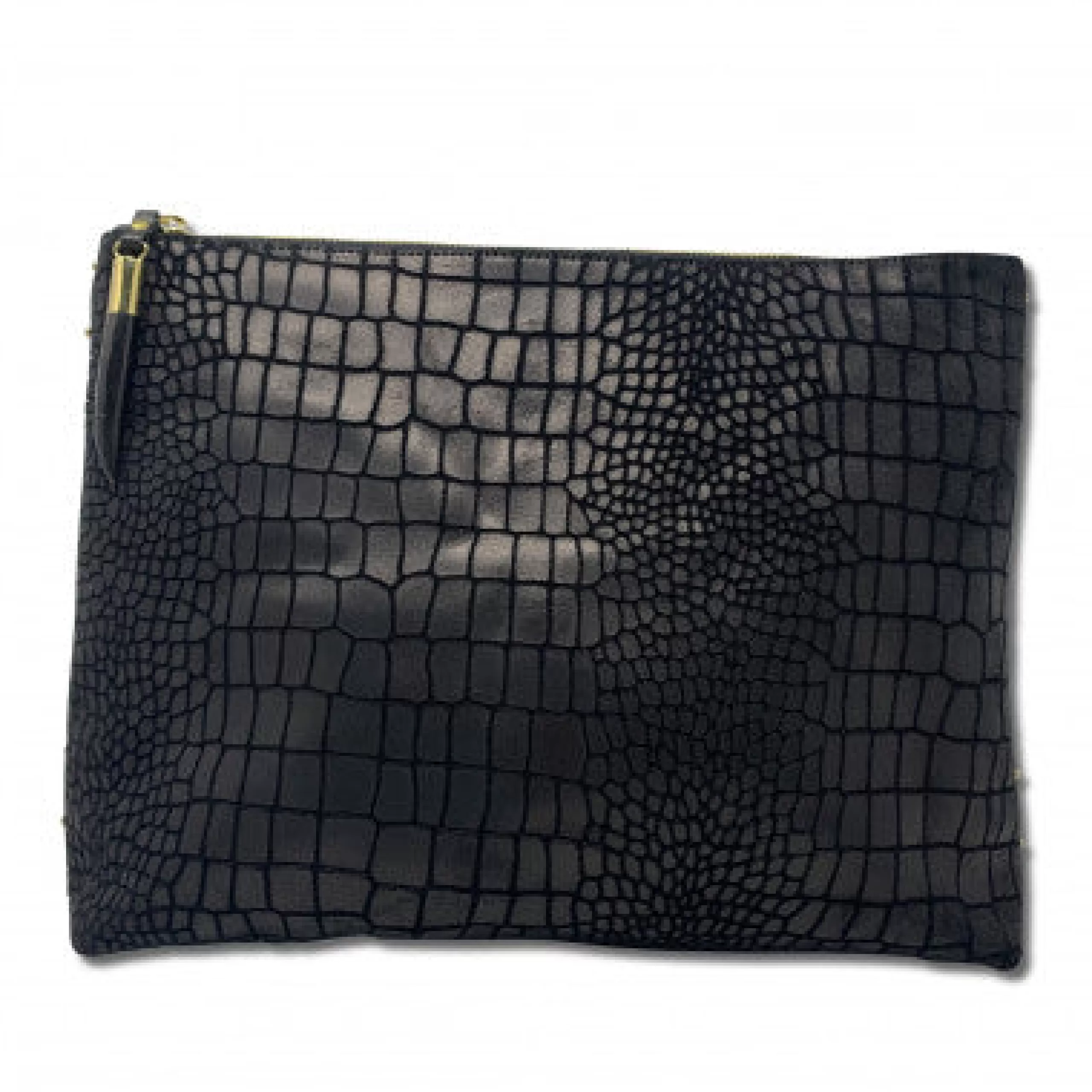 Kempton & Co Black Croco Clutch | Pouches & Clutches