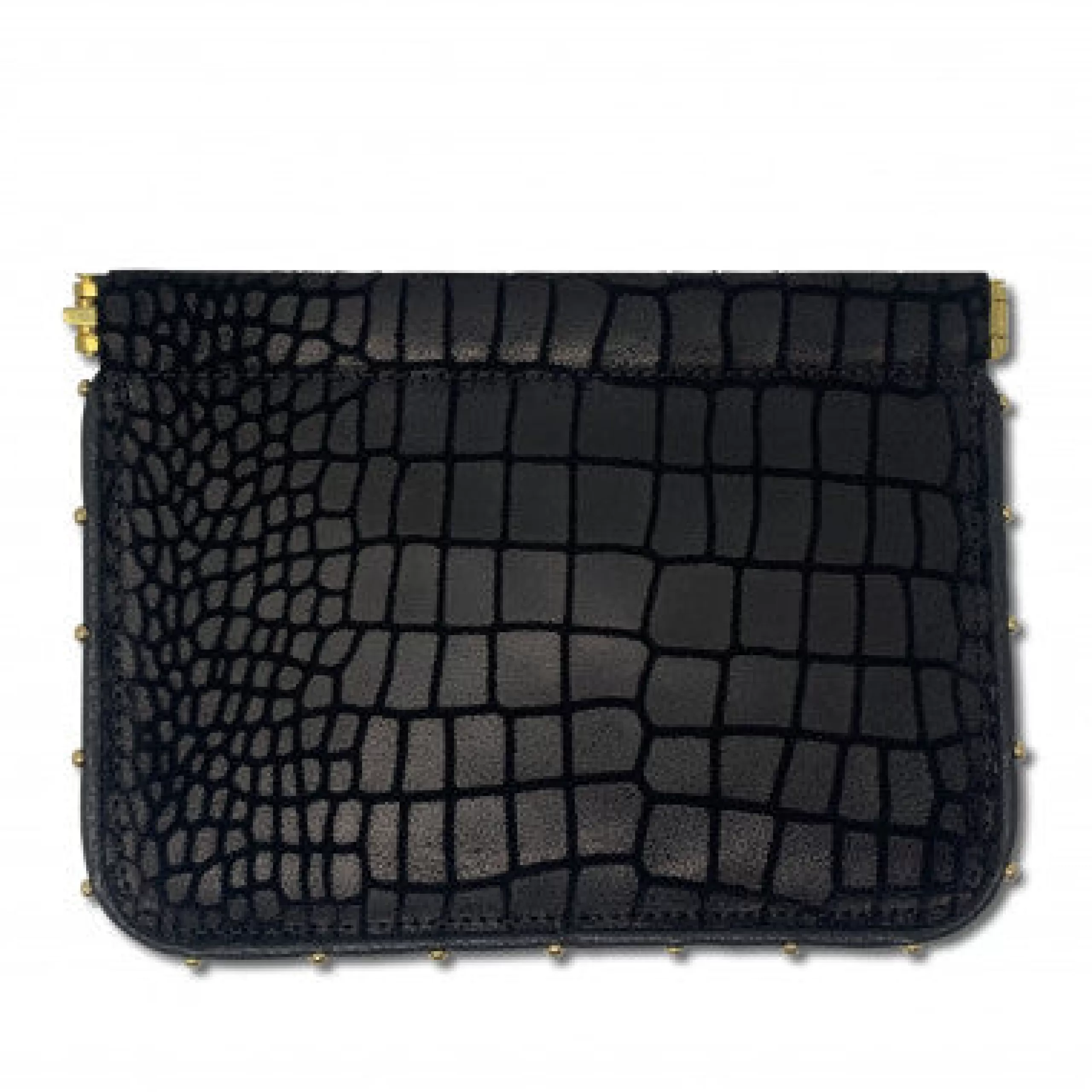 Kempton & Co Black Croco Snap Pouch | New Pouches & Clutches