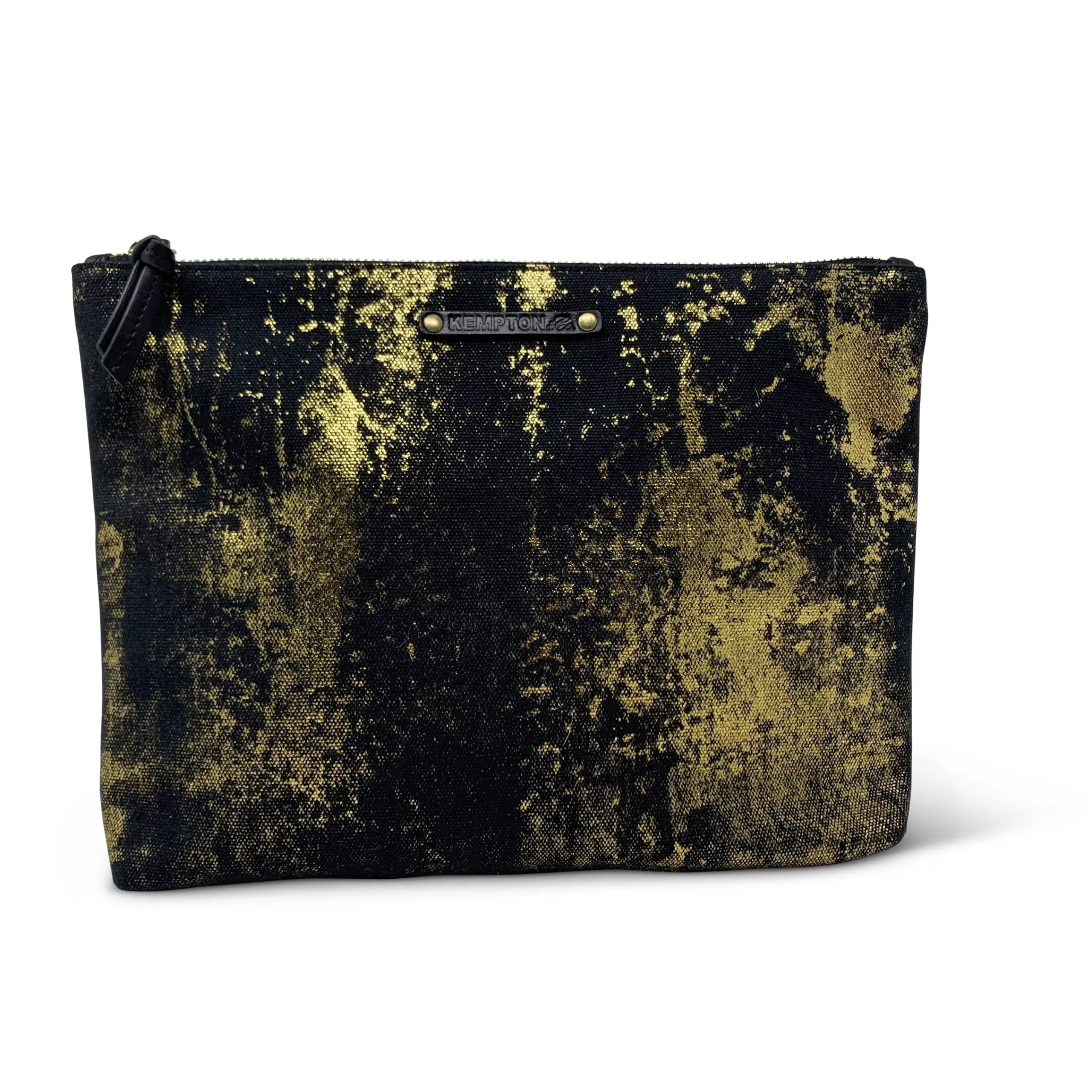 Kempton & Co Black Gold Splatter Canvas Pouch | Canvas Pouches