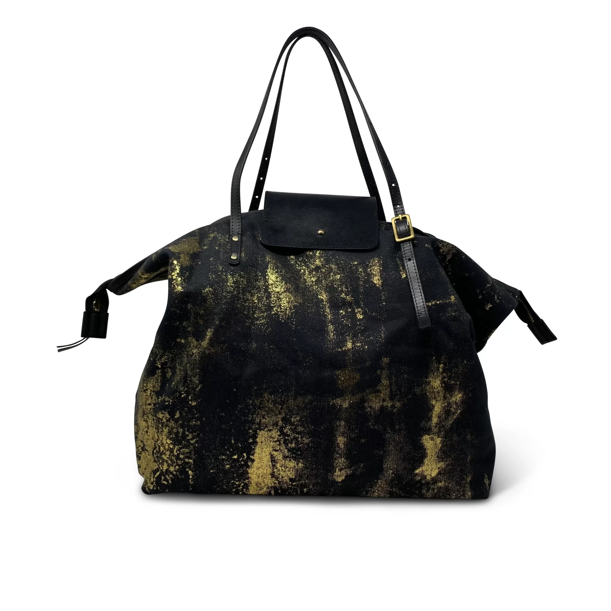 Kempton & Co Black Gold Splatter Henley Fold Up | Canvas Bags