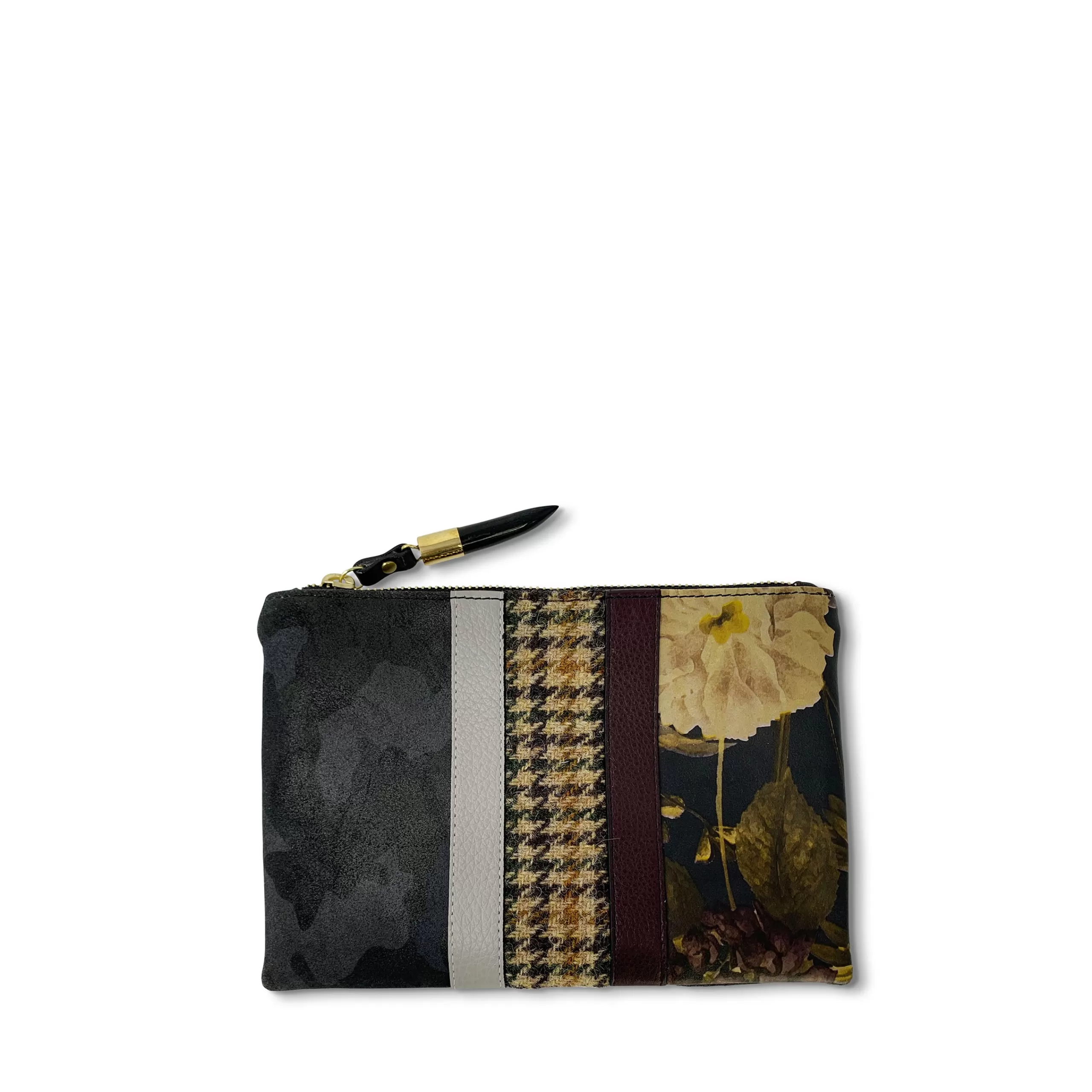 Kempton & Co Black Peony, Camo & Harris Tweed - Small Pouch | Pouches & Clutches