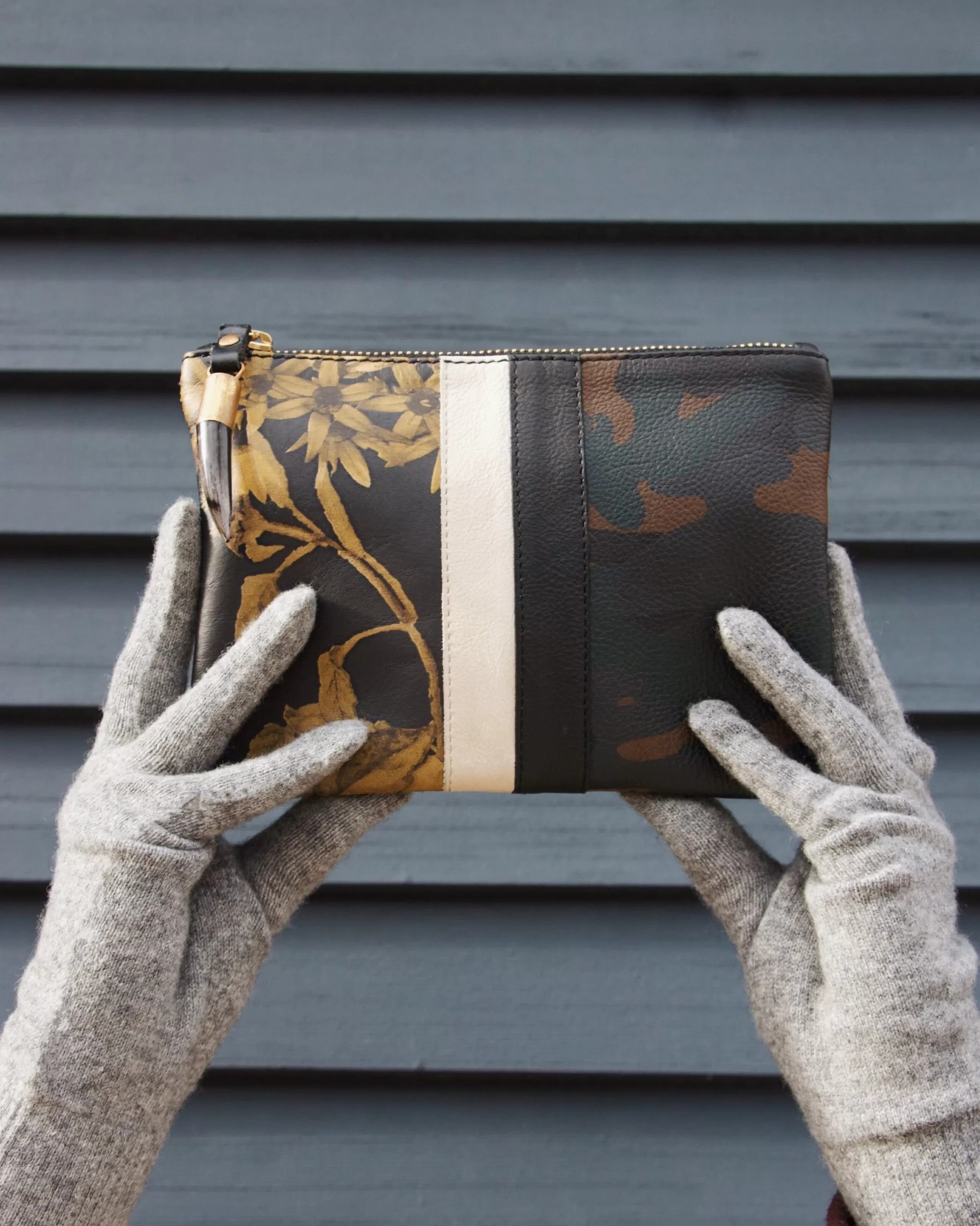 Kempton & Co Black Peony Dark Camo Small Pouch | Small Leather Goods