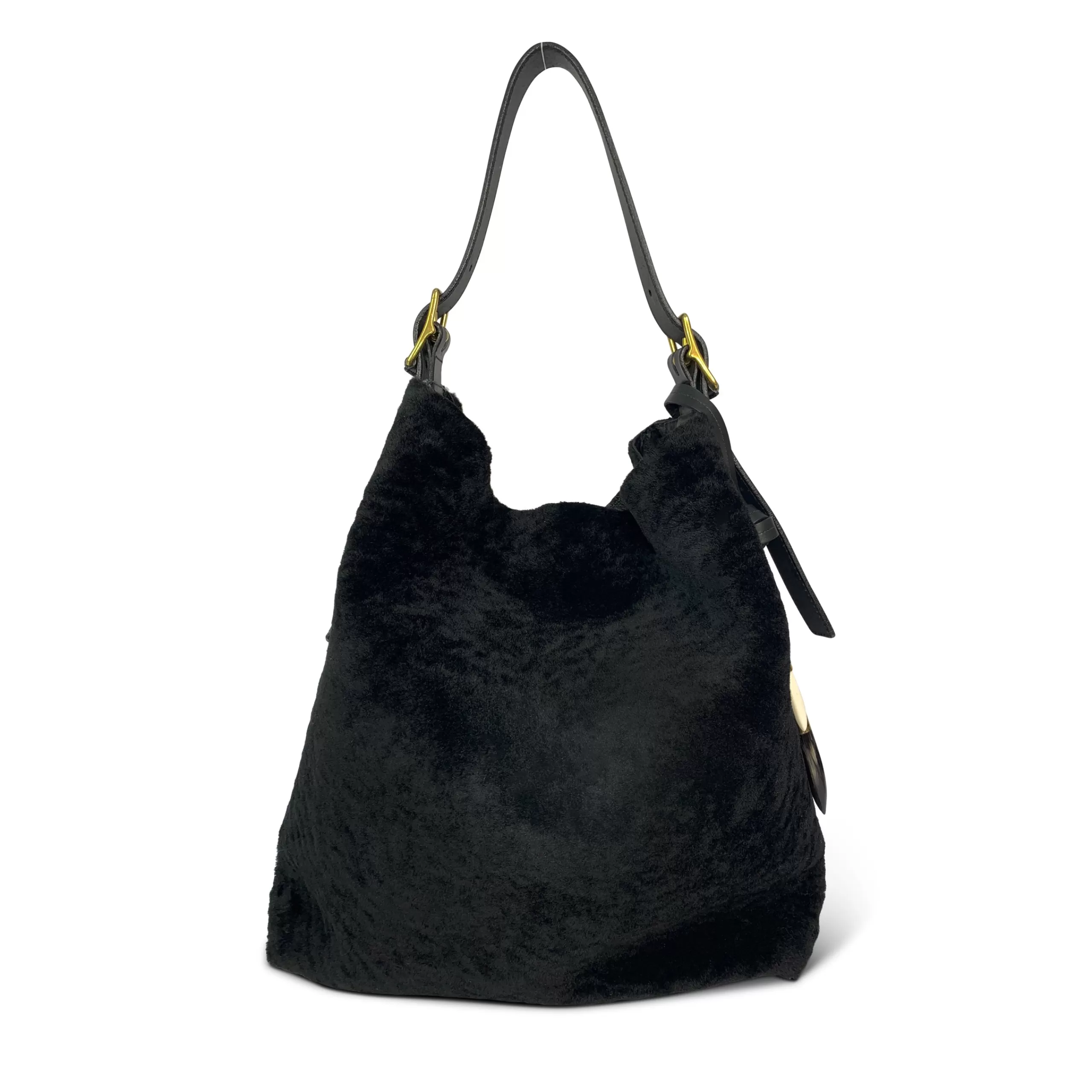 Kempton & Co Black Shearling Somerset Hobo | Large Bags