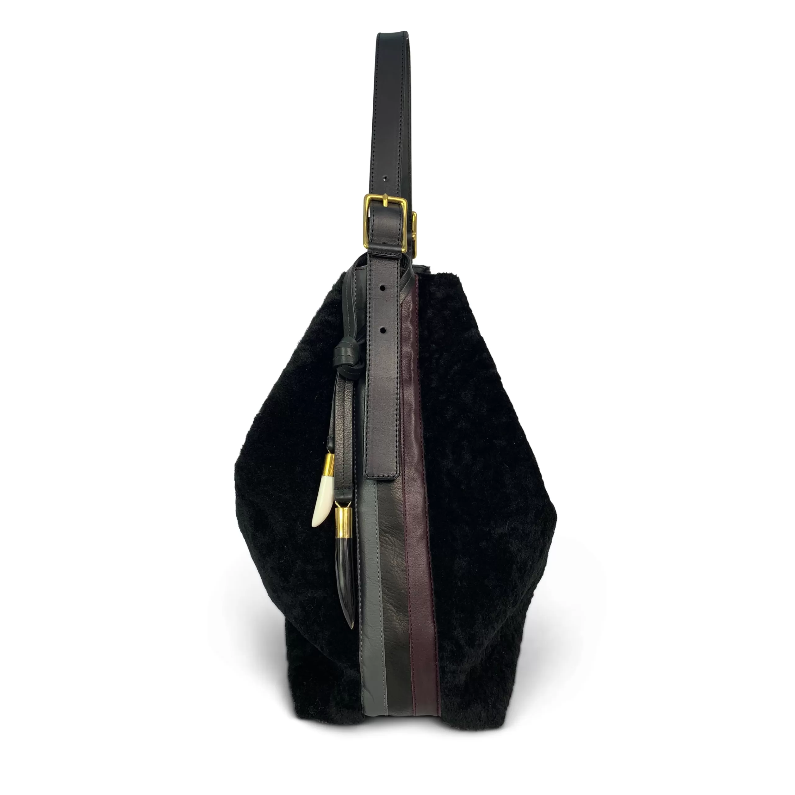 Kempton & Co Black Shearling Somerset Hobo | Large Bags