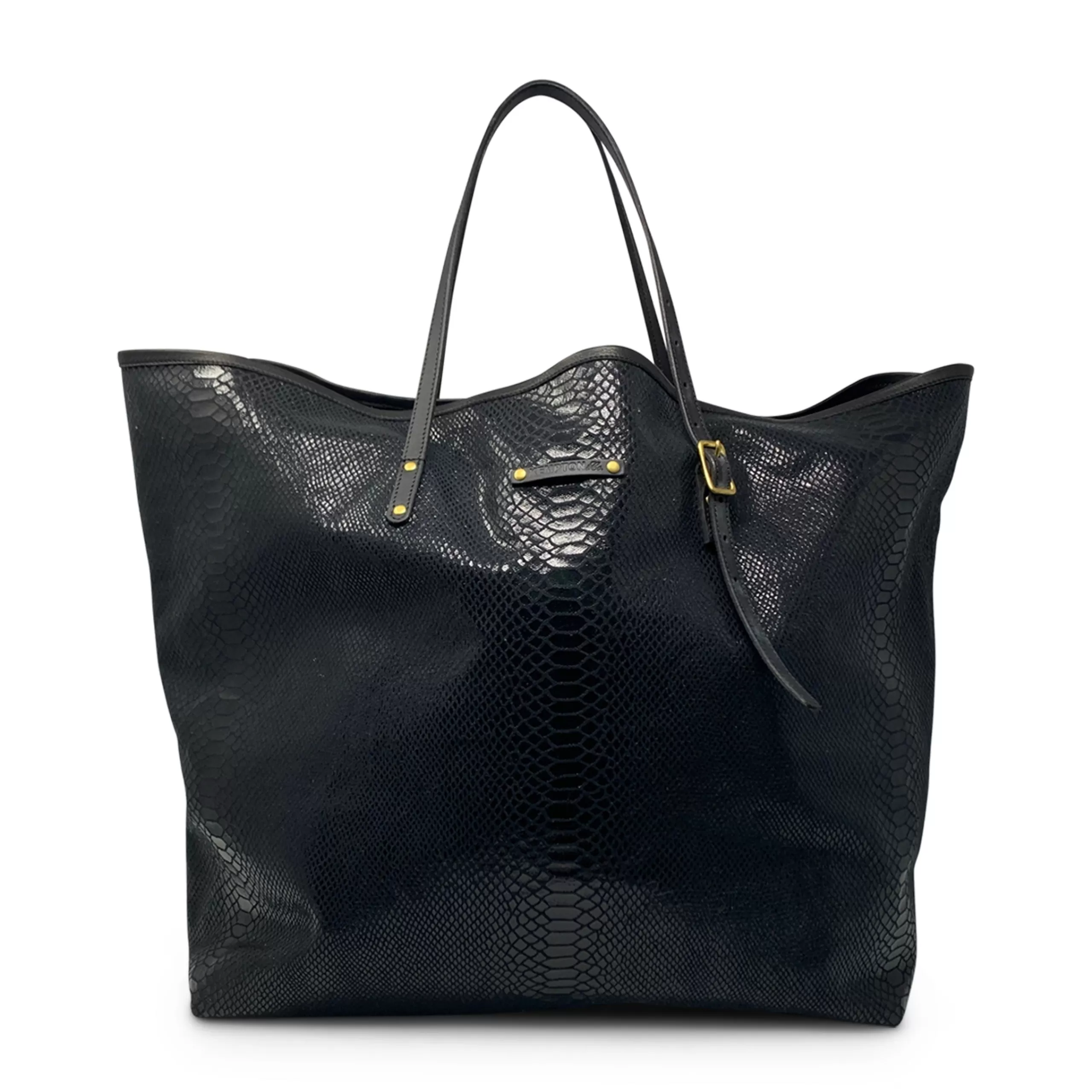 Kempton & Co Black Snake Oversized Tote | Large Bags