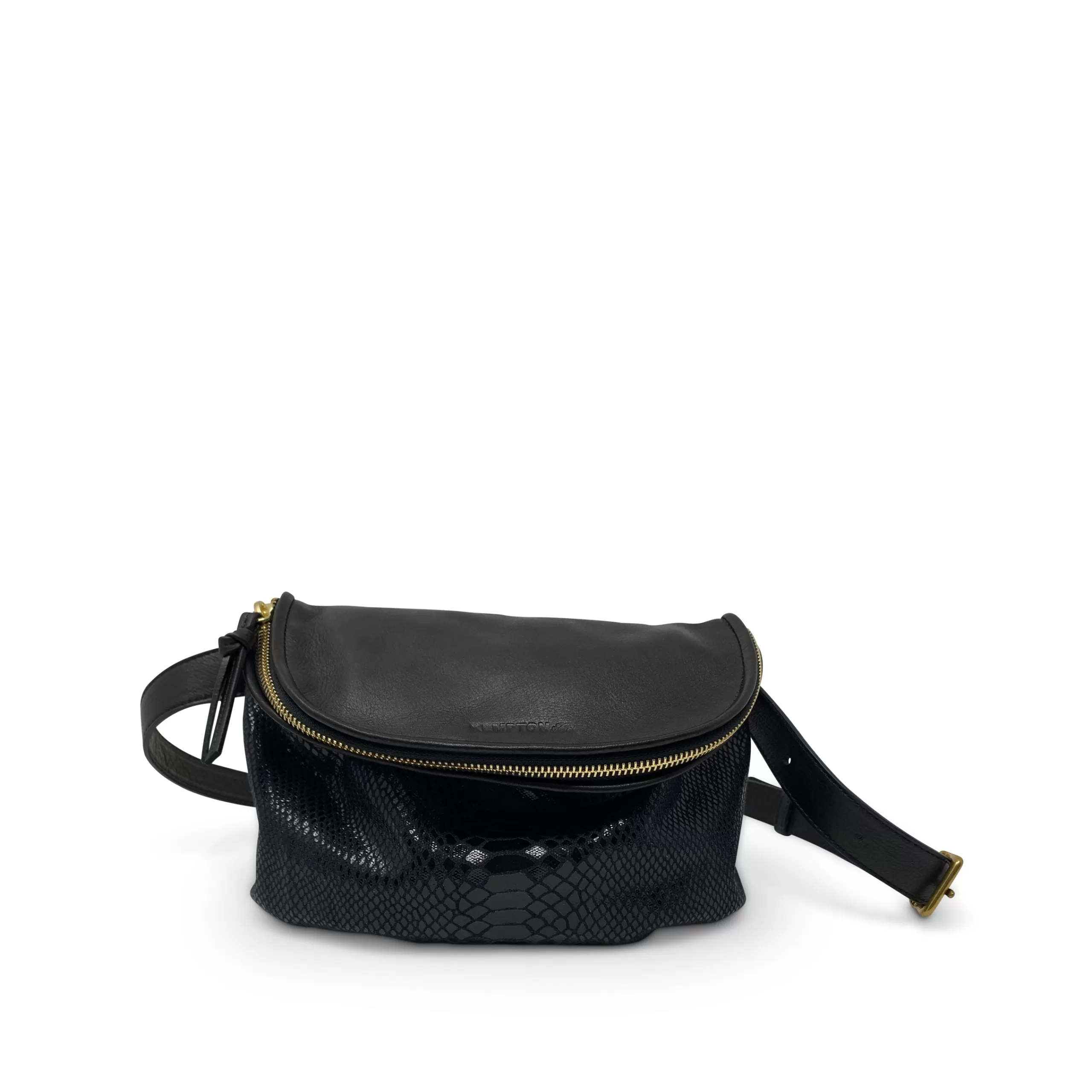 Kempton & Co Black Snake Skin Furtivo Belt Bag | Belt Bags