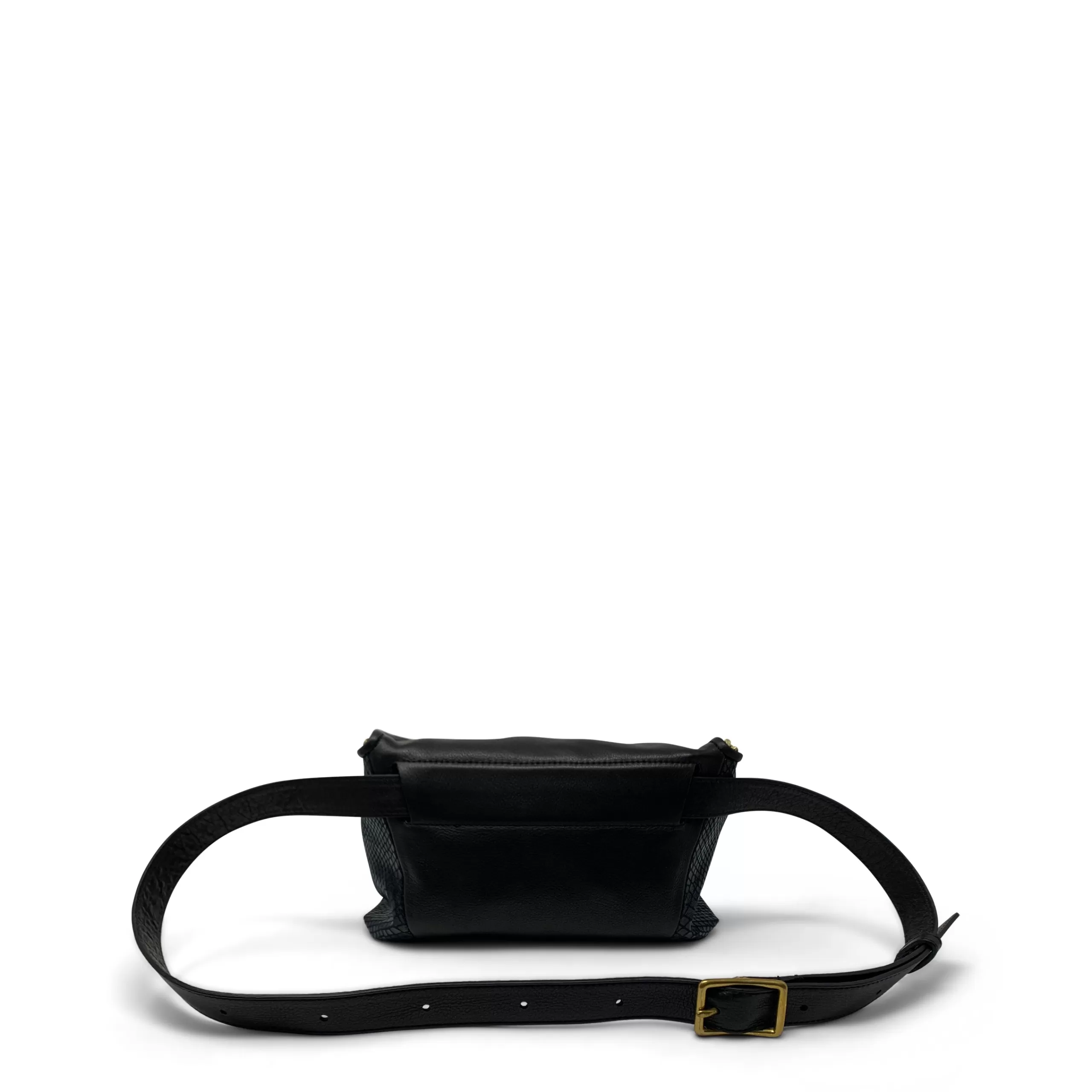 Kempton & Co Black Snake Skin Furtivo Belt Bag | Belt Bags