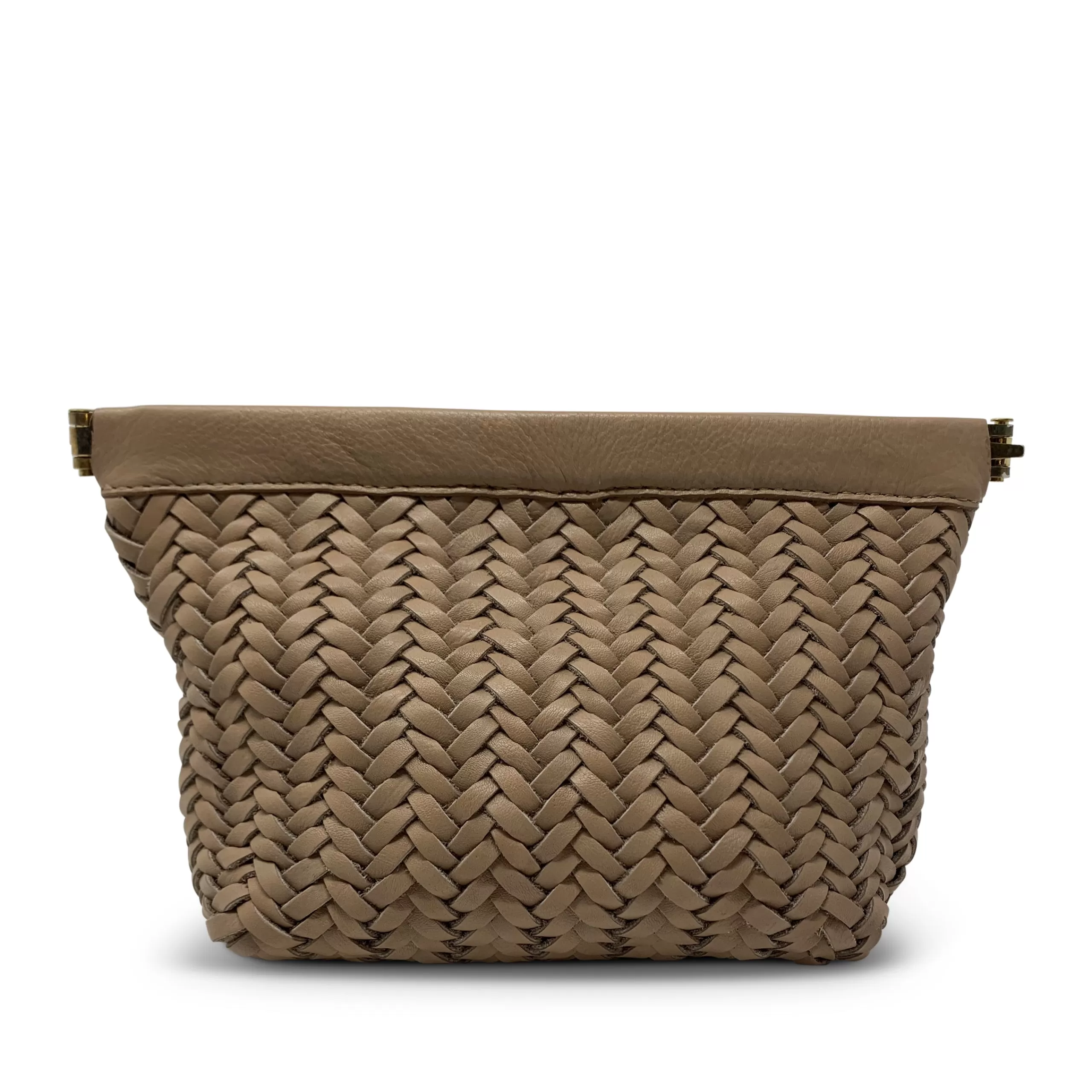 Kempton & Co Blush Basket Weave Snap Make Up Bag | New Pouches & Clutches