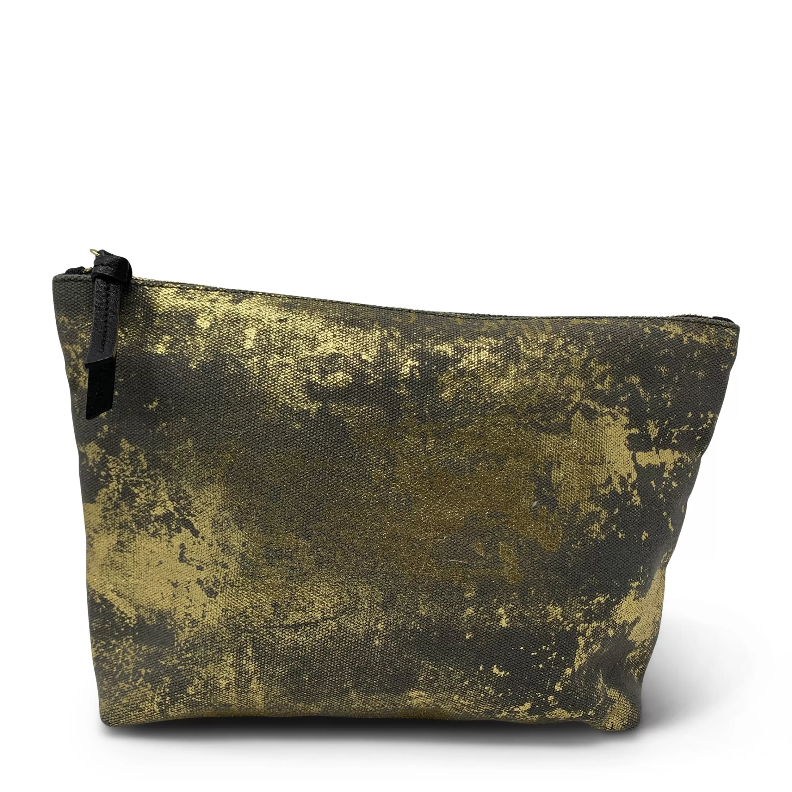 Kempton & Co Canvas Olive And Gold Splatter Medium Pouch | Canvas Pouches