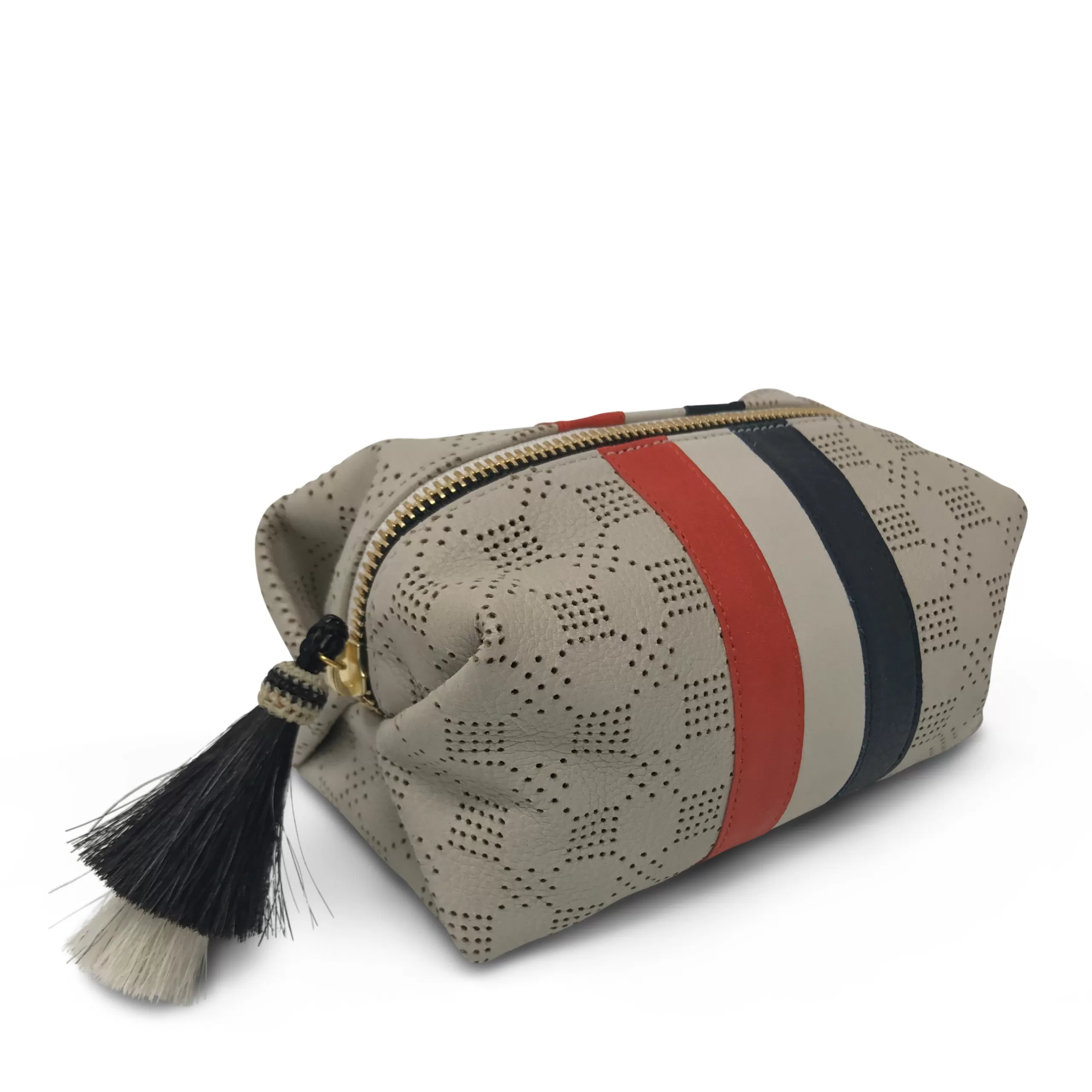 Kempton & Co Chalk Perforated Cosmetic Case - Red White And Blue Stripes | Cosmetic Cases