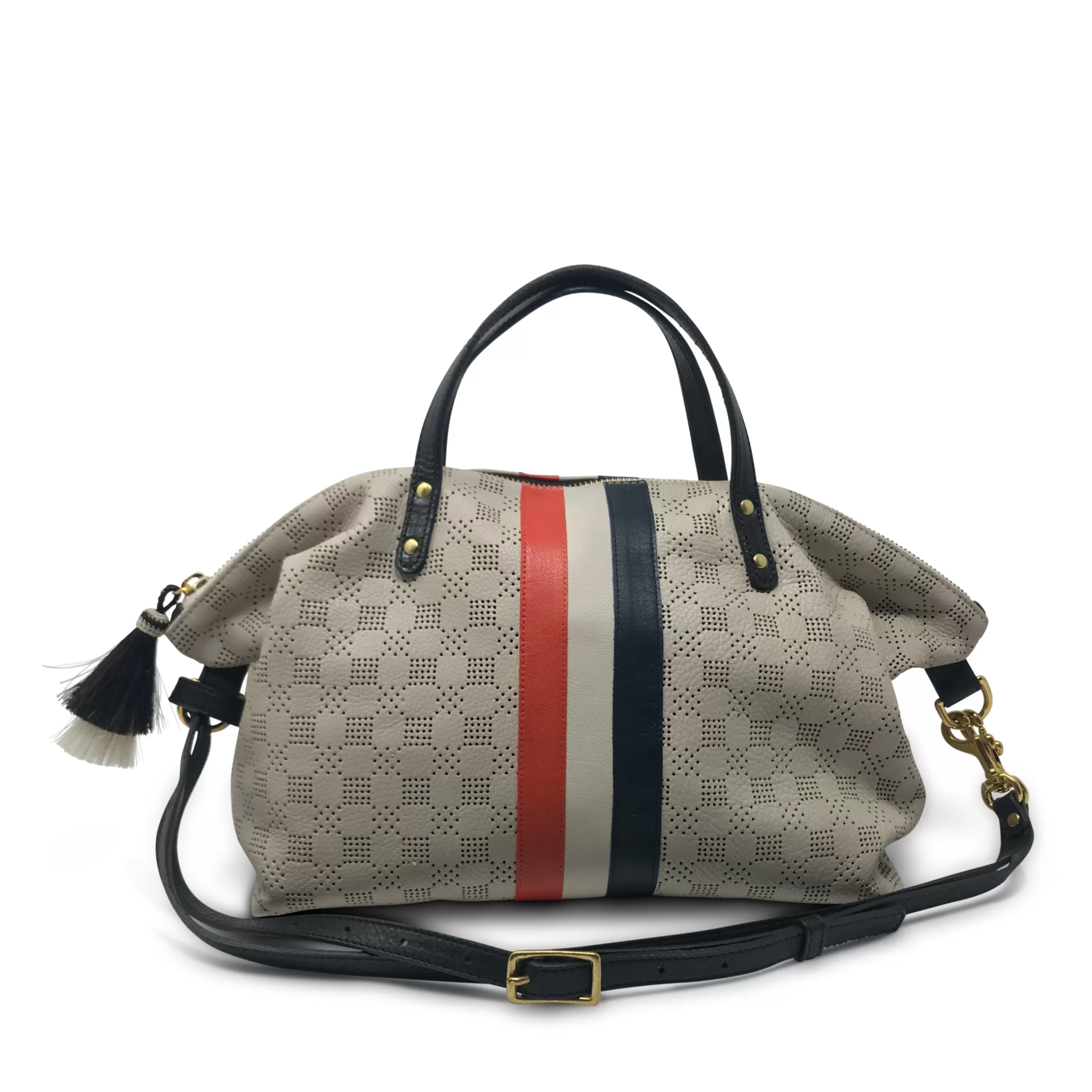Kempton & Co Chalk Perforated Devon Holdall - Red White And Blue Stripes | Crossbody