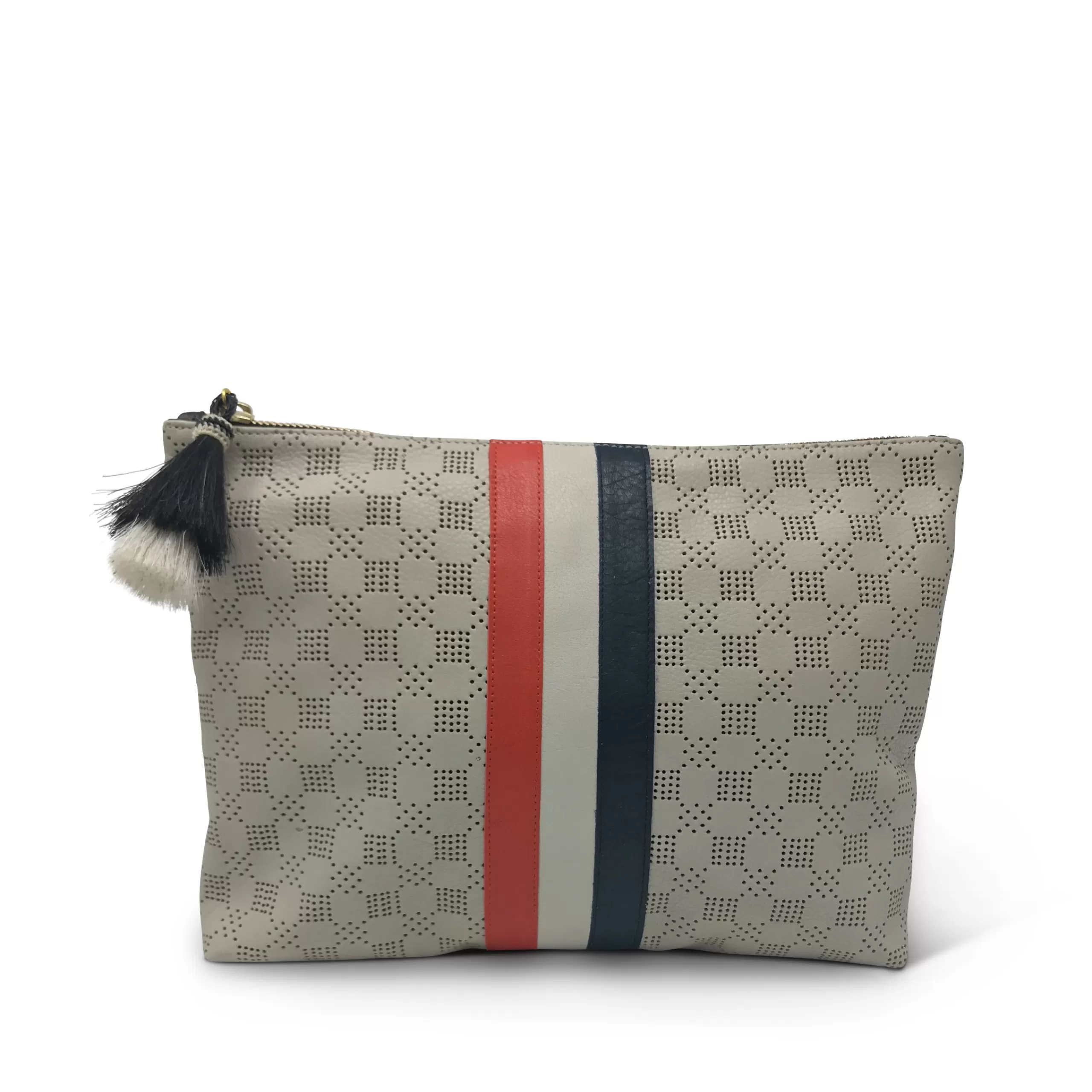 Kempton & Co Chalk Perforated Medium Pouch - Red White & Blue Stripes | New Pouches & Clutches