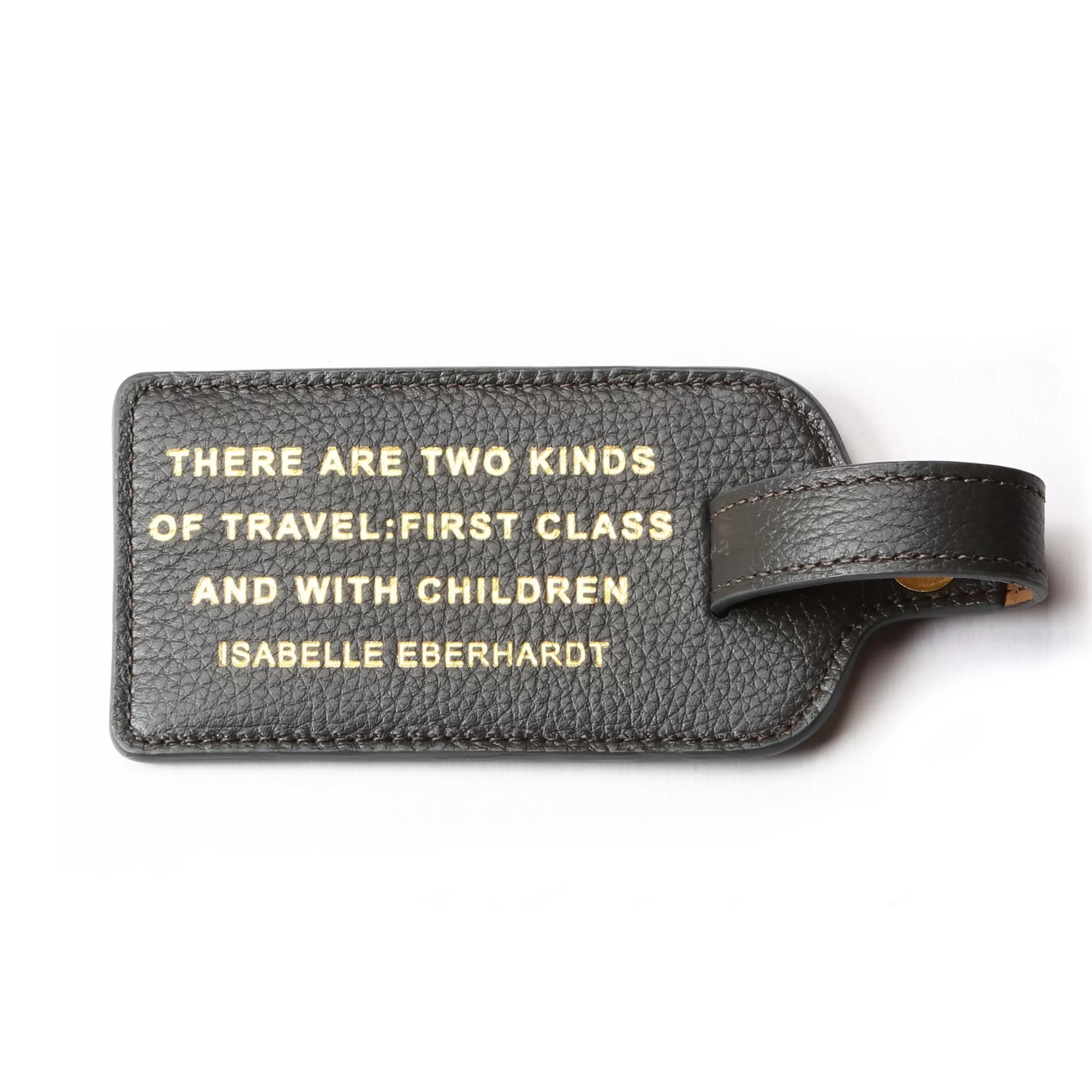 Kempton & Co Charcoal Grey Leather Luggage Tag - There Are Two Kinds Of Travel | Small Leather Goods