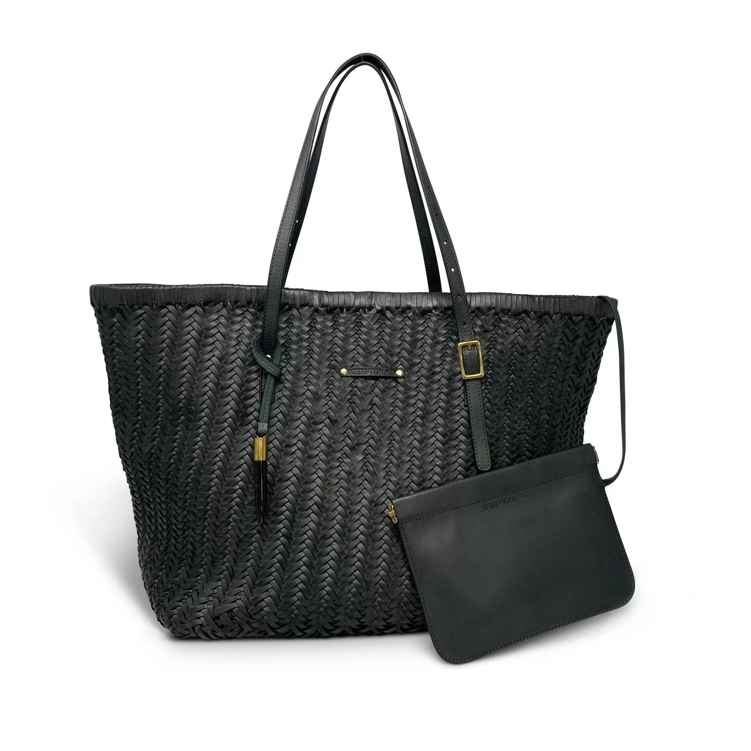 Kempton & Co Charcoal Woven Leather Tote | Totes