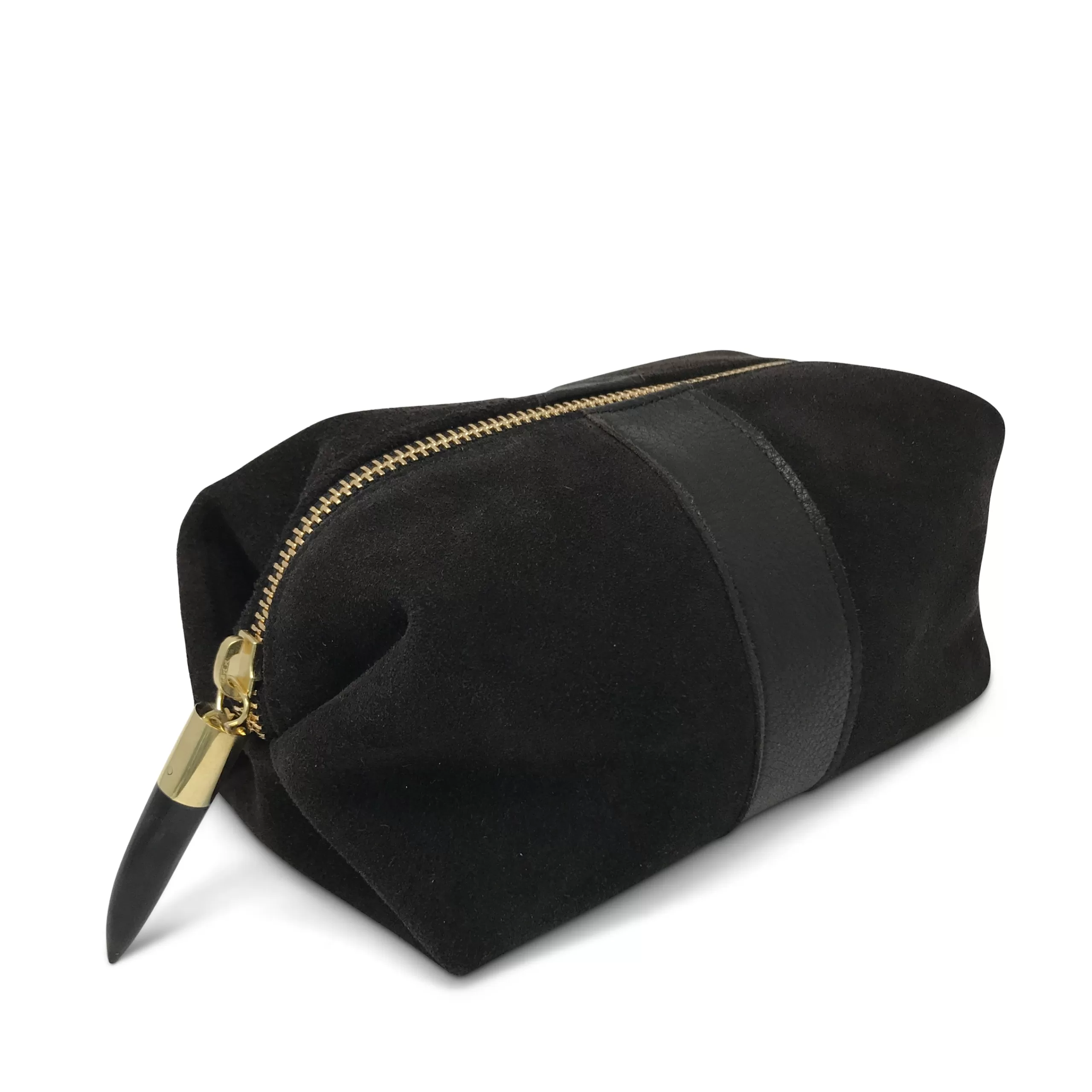 Kempton & Co Chocolate Suede Cosmetic Case | Pouches & Clutches