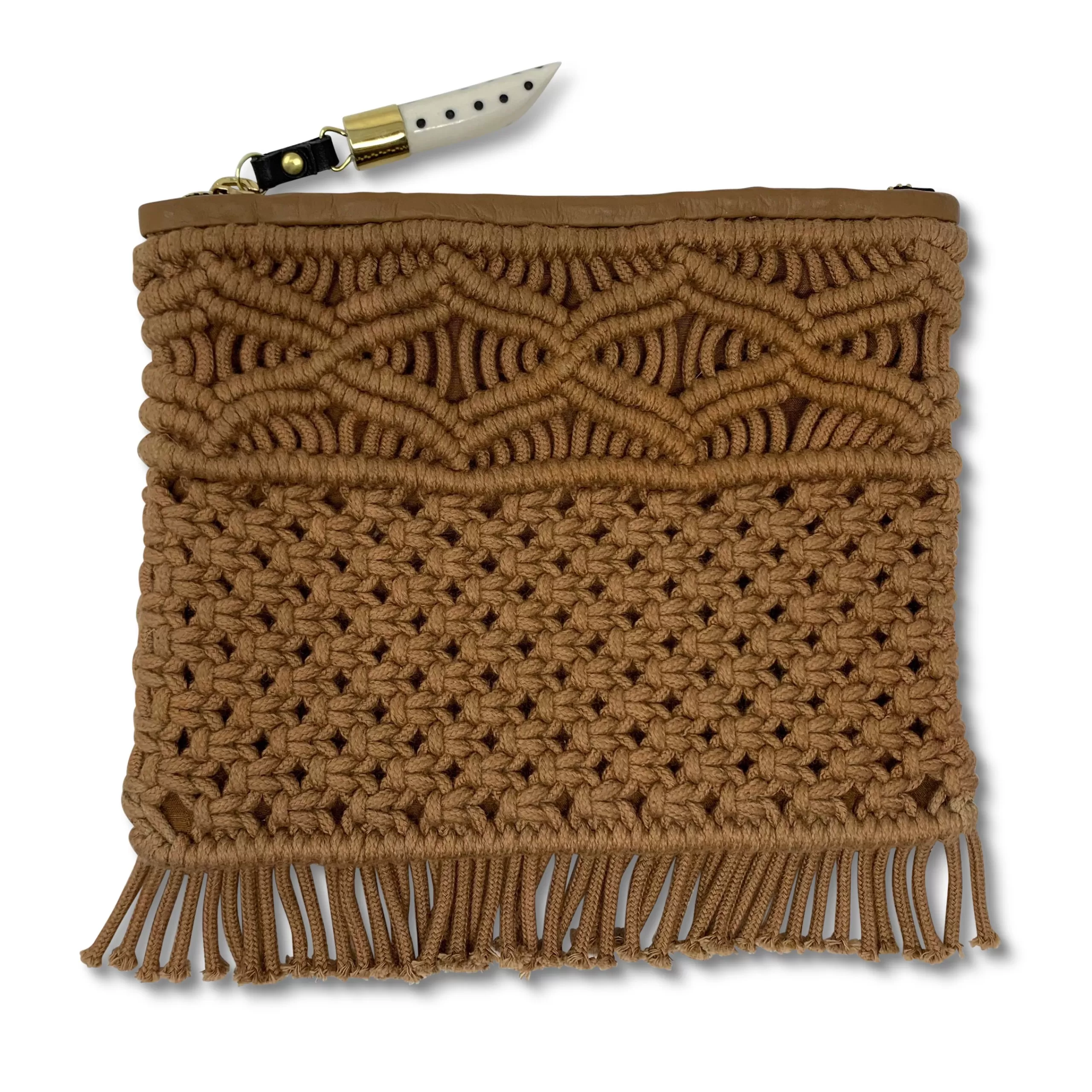 Kempton & Co Cinnamon Macrame Small Pouch | Pouches & Clutches