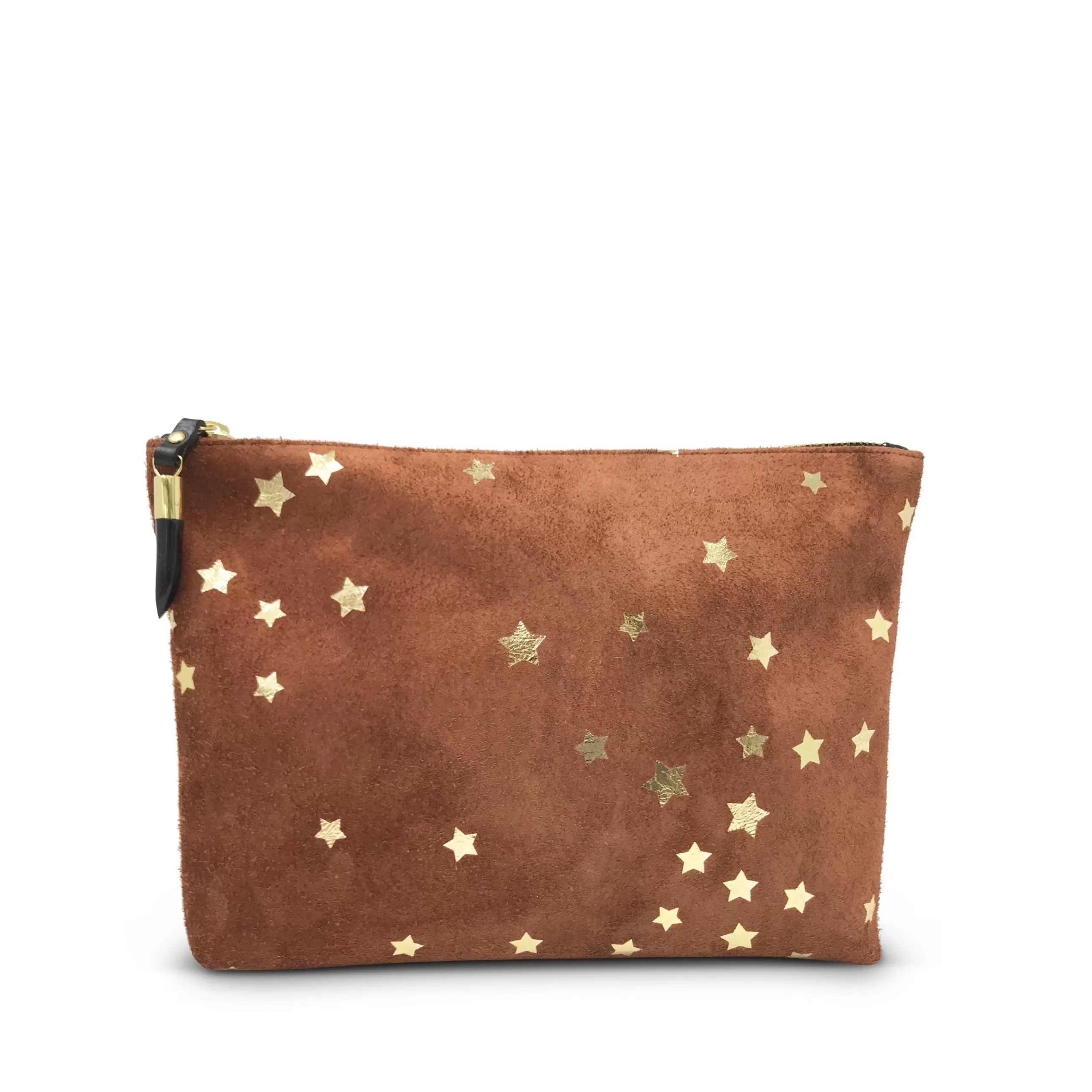 Kempton & Co Cognac Suede Star Medium Pouch | Pouches & Clutches