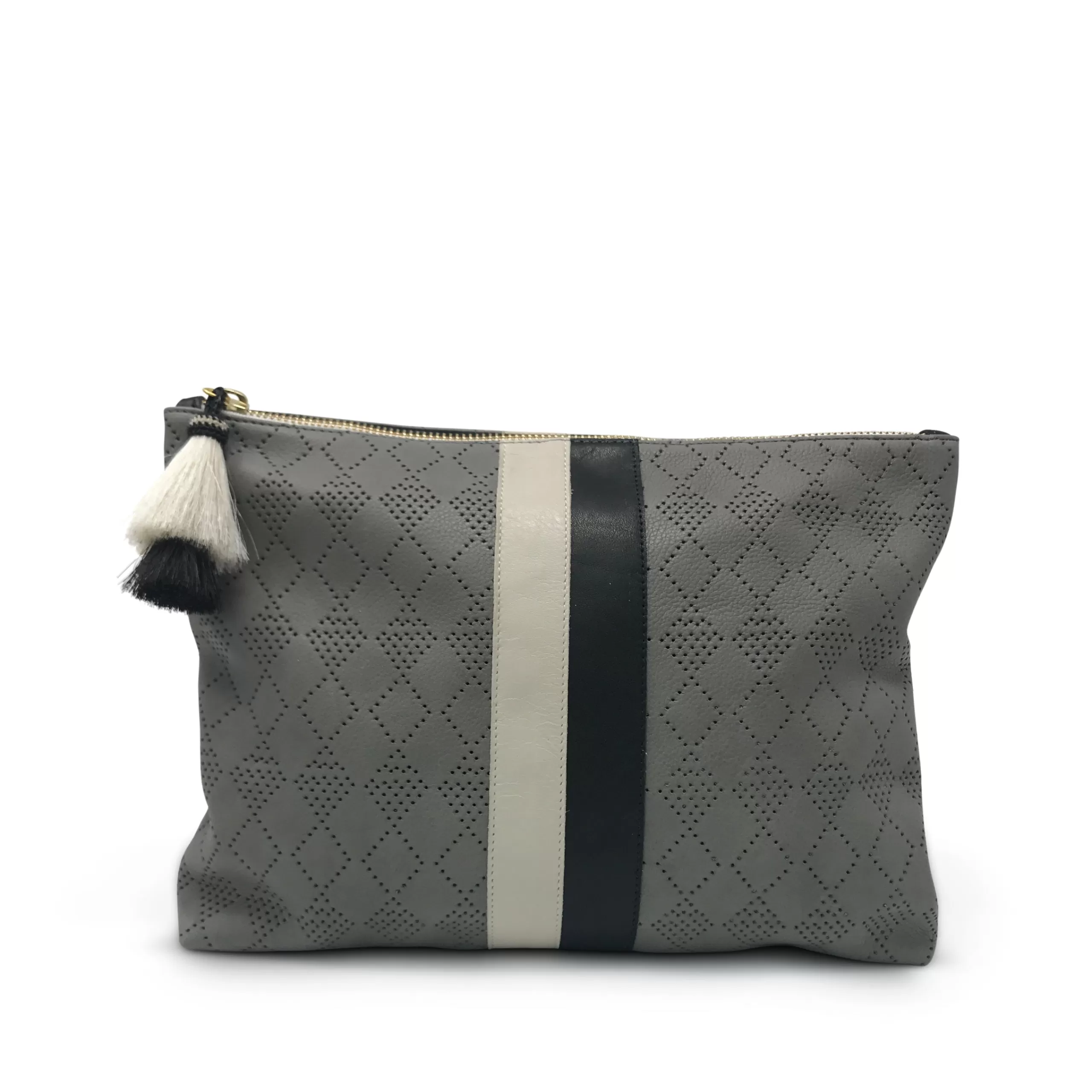 Kempton & Co Diamond Perf Medium Pouch - Storm Grey | Pouches & Clutches