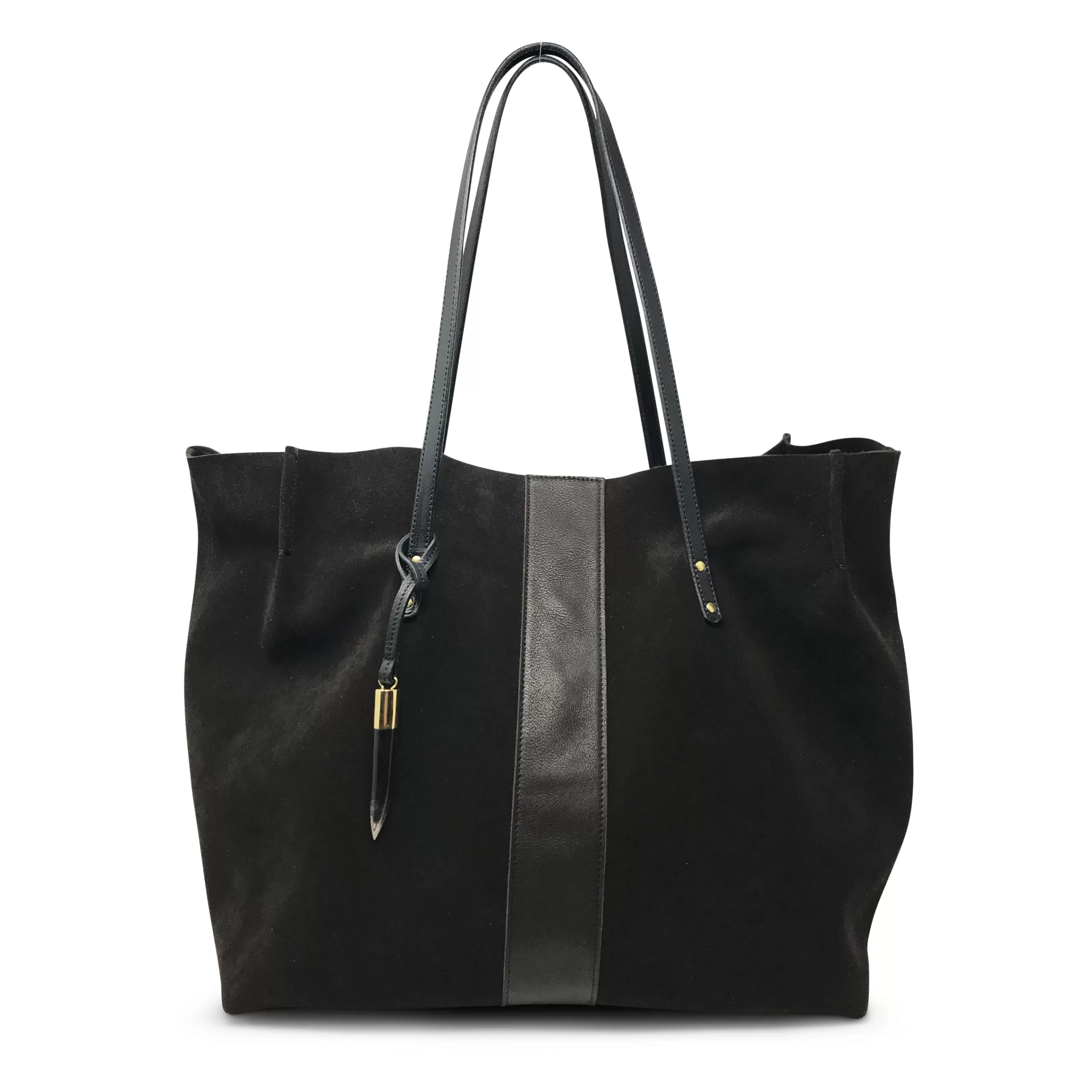 Kempton & Co Dorset Suede Stripe Tote - Chocolate | Totes