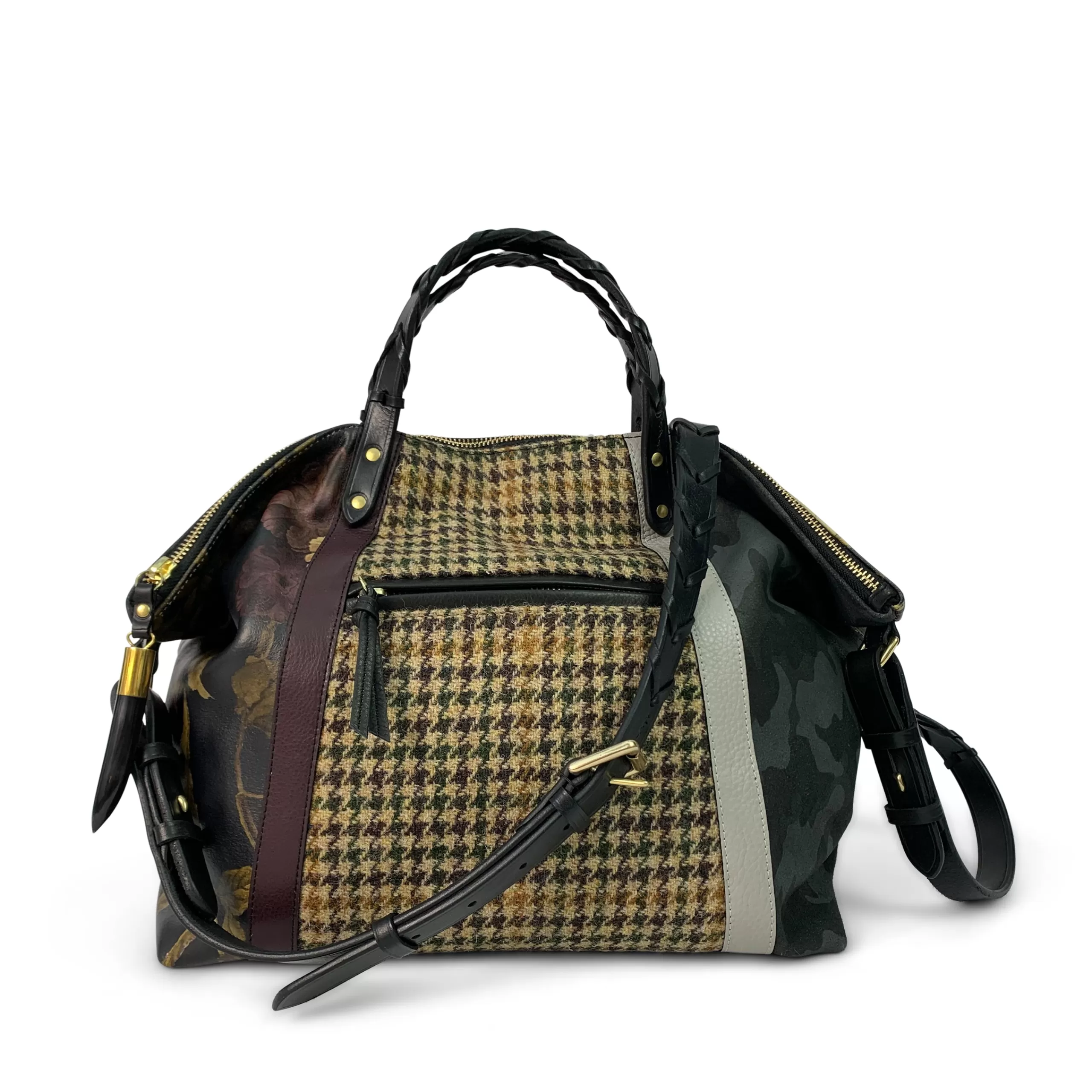 Kempton & Co Dylan Holdall - Black Peony, Camo & Harris Tweed | Crossbody