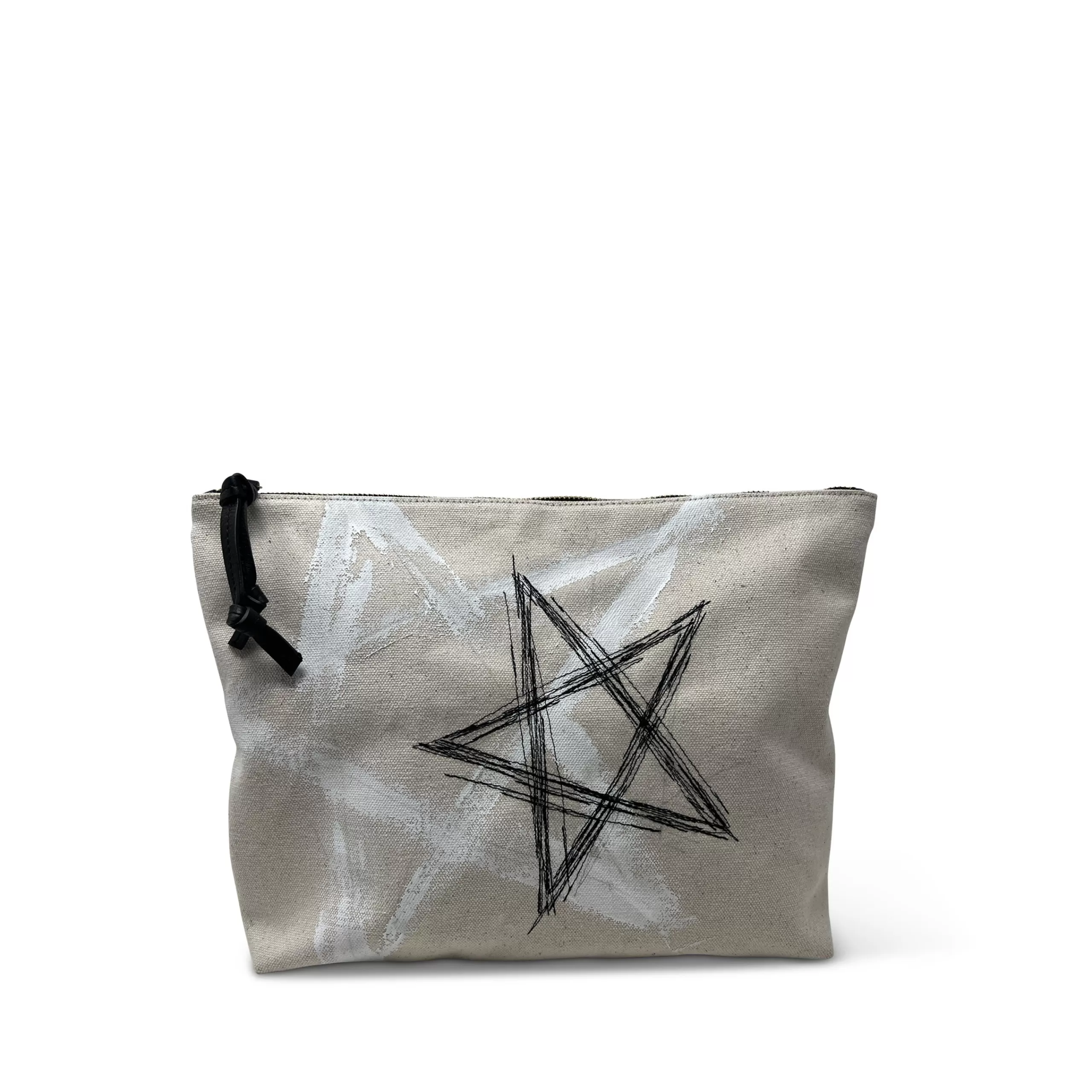 Kempton & Co Ecru Star Canvas Pouch | Pouches & Clutches