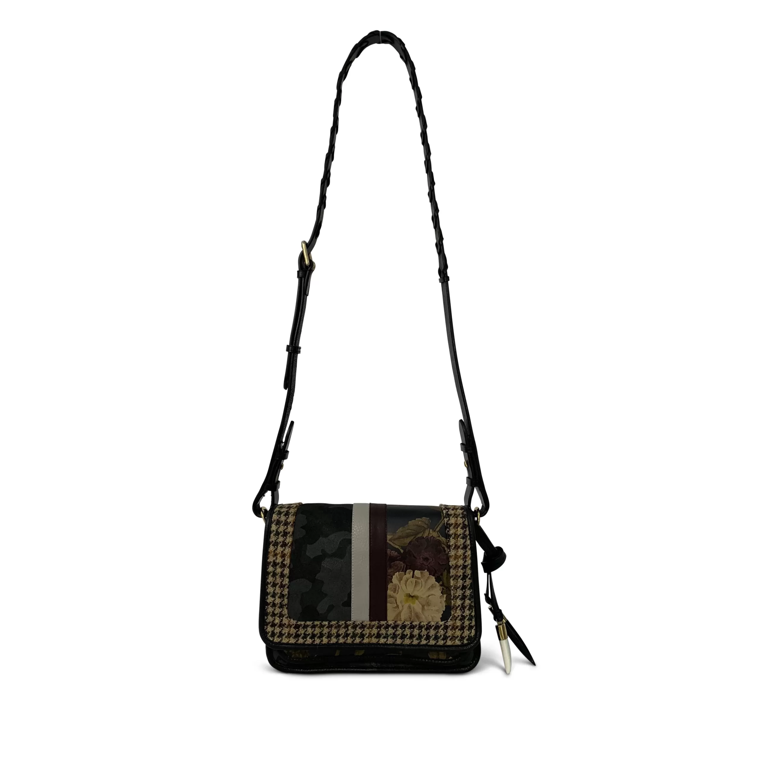 Kempton & Co Eva Bag - Black Peony, Camo & Harris Tweed | Crossbody