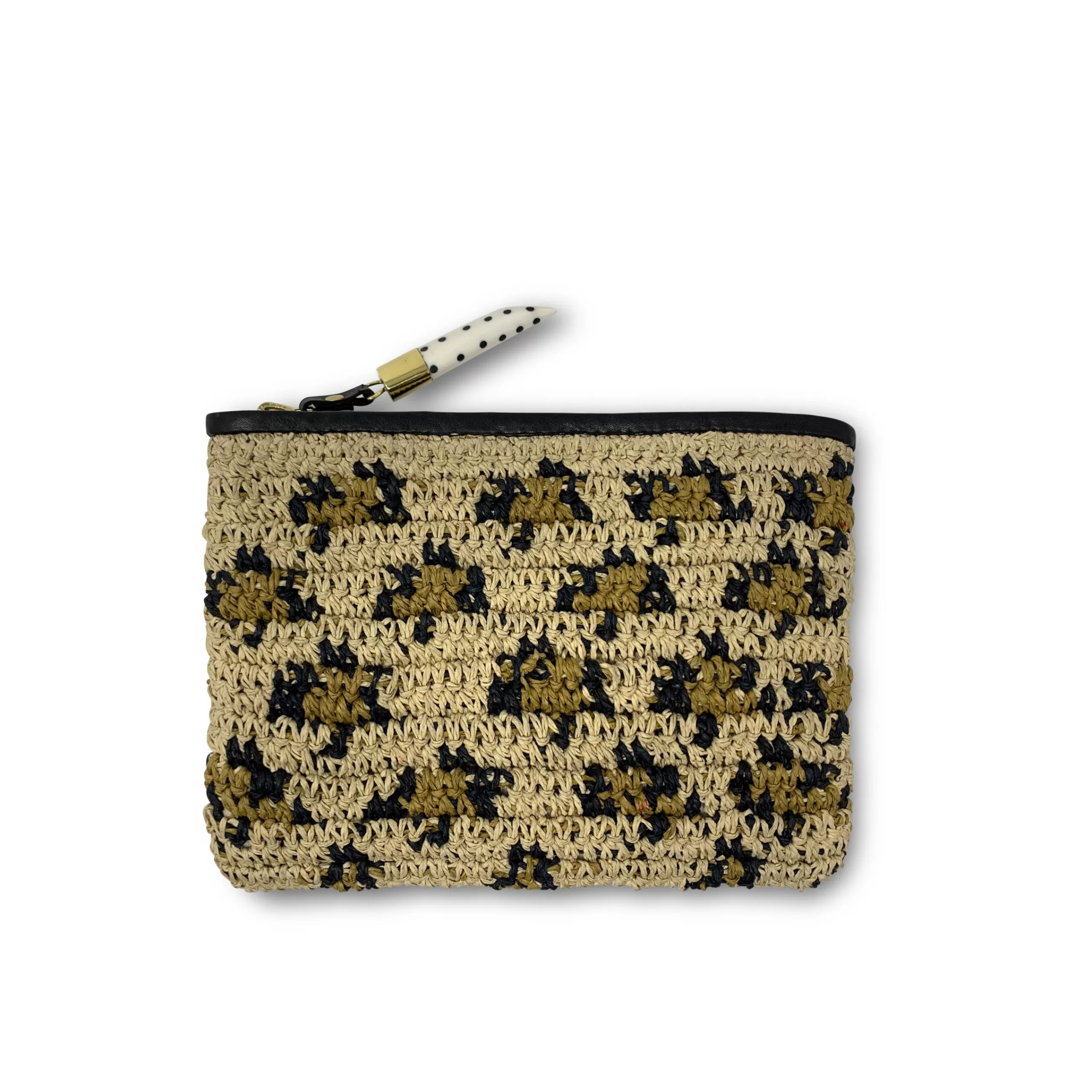 Kempton & Co Leopard Raffia Small Pouch | Pouches & Clutches