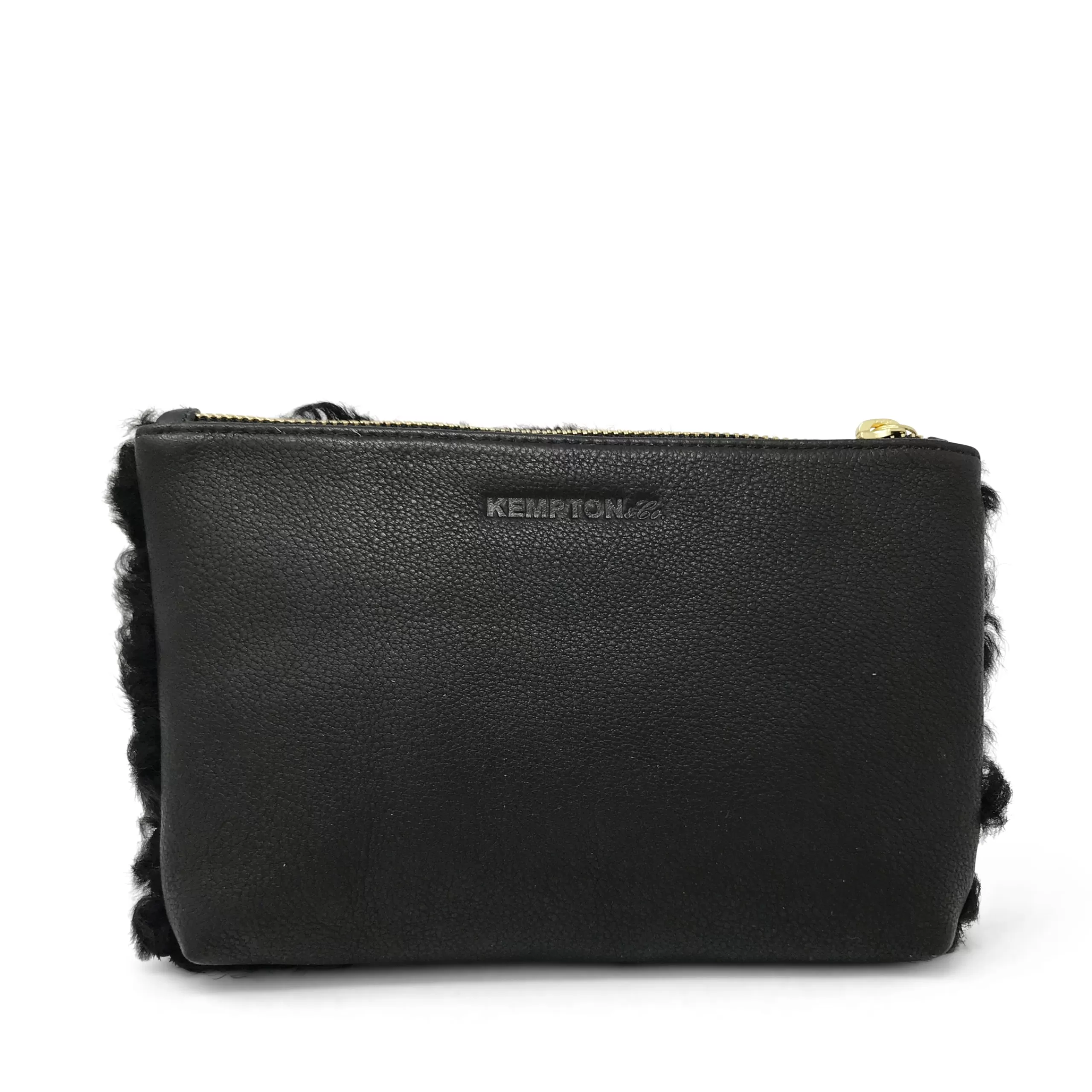 Kempton & Co Marlborough Cosmetic Case - Chocolate Shearling | Pouches & Clutches