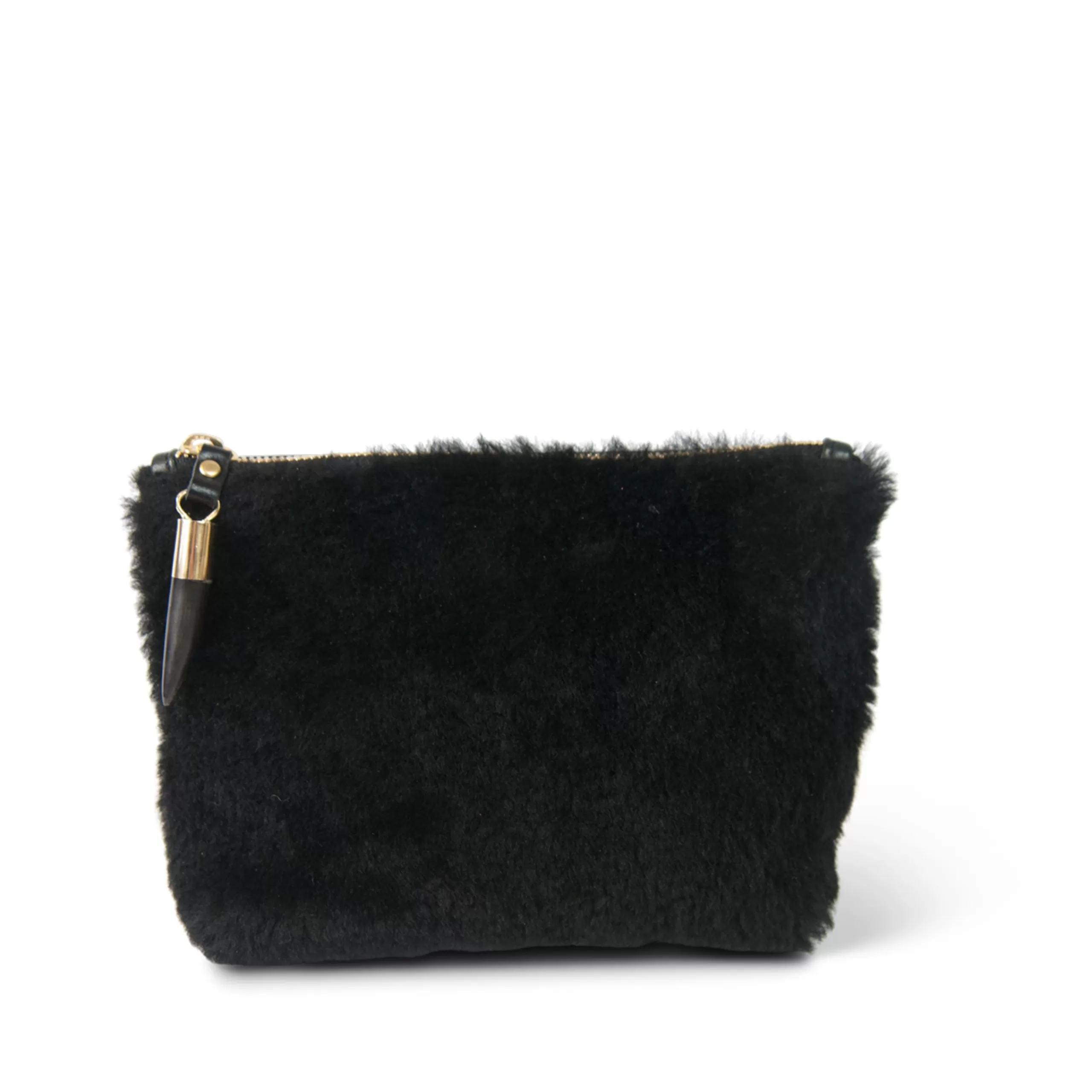 Kempton & Co Marlborough Cosmetic Pouch - Black Shearling | Pouches & Clutches