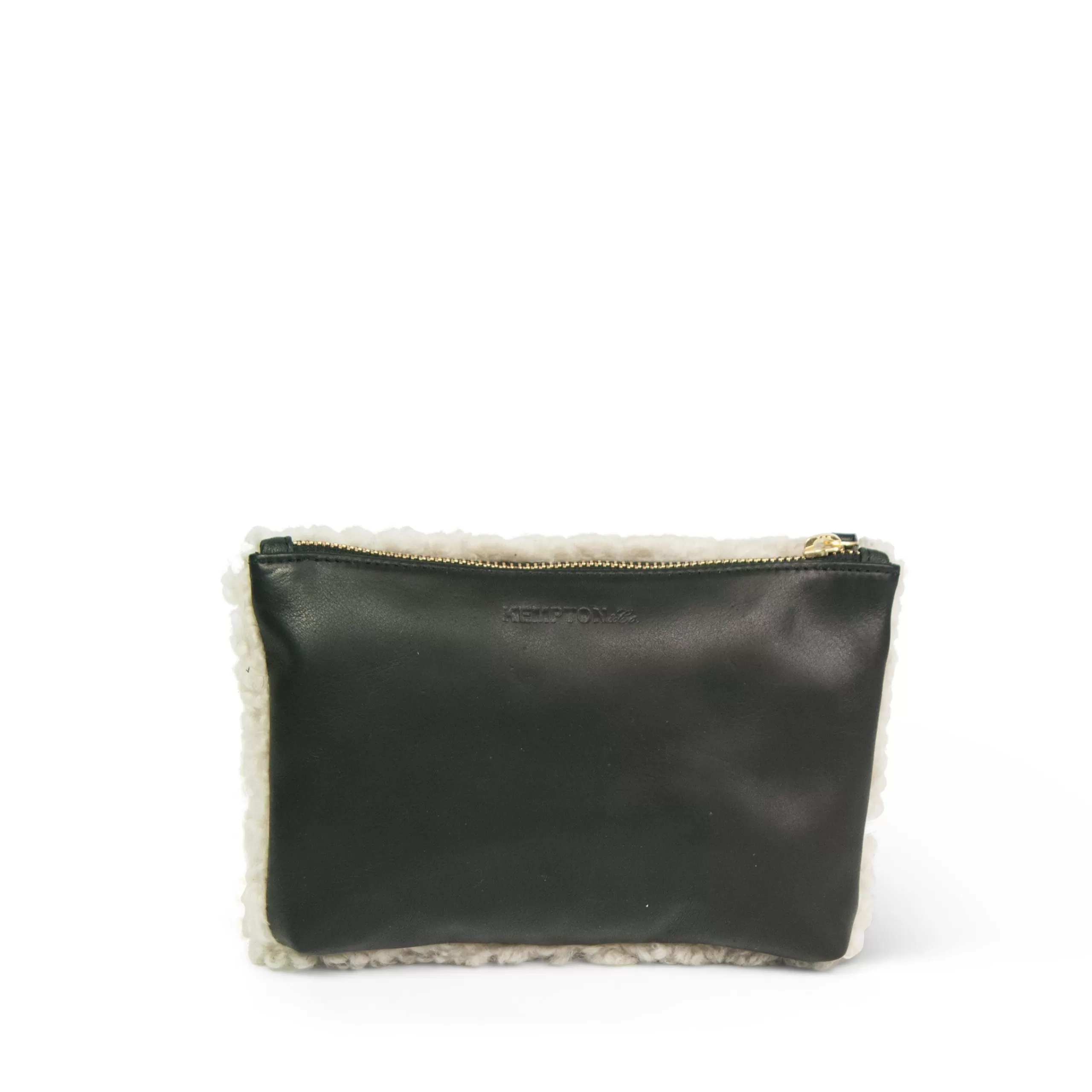 Kempton & Co Marlborough Cosmetic Pouch - Natural Shearling And Black | Cosmetic & Make Up Bags