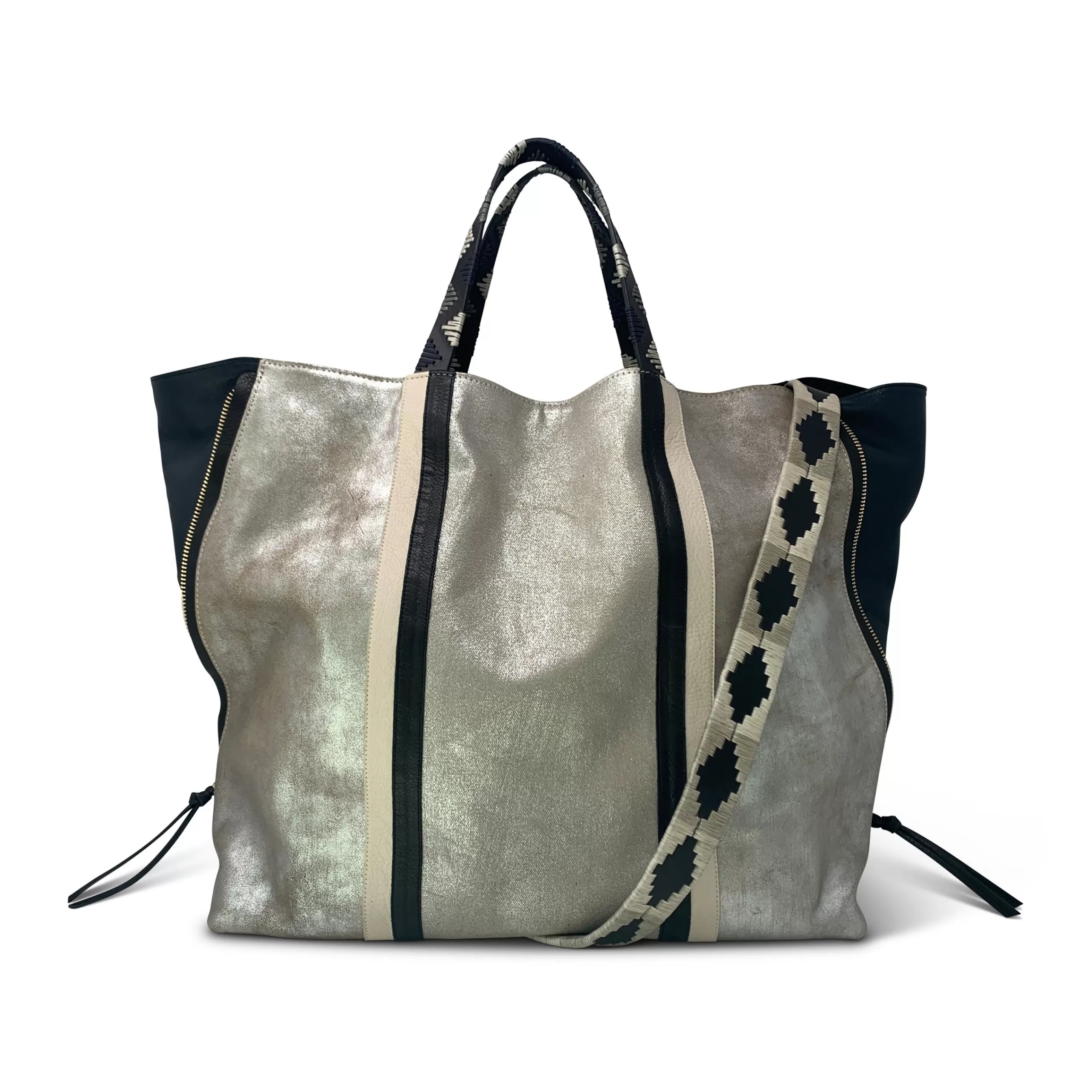 Kempton & Co Metallic Canvas And Leather Bantham Tote | Totes