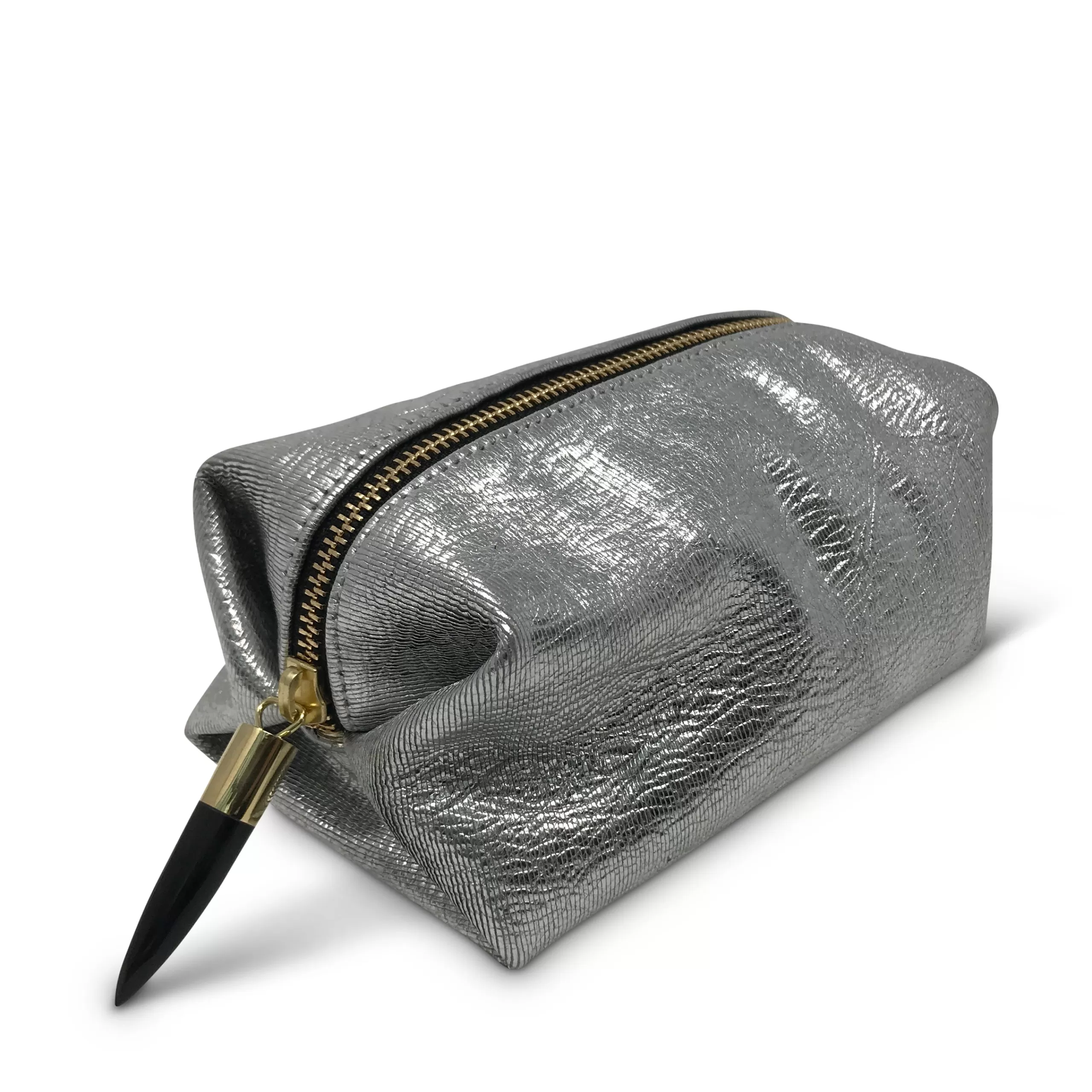 Kempton & Co Metallic Rain Silver Cosmetic Case | Cosmetic Cases