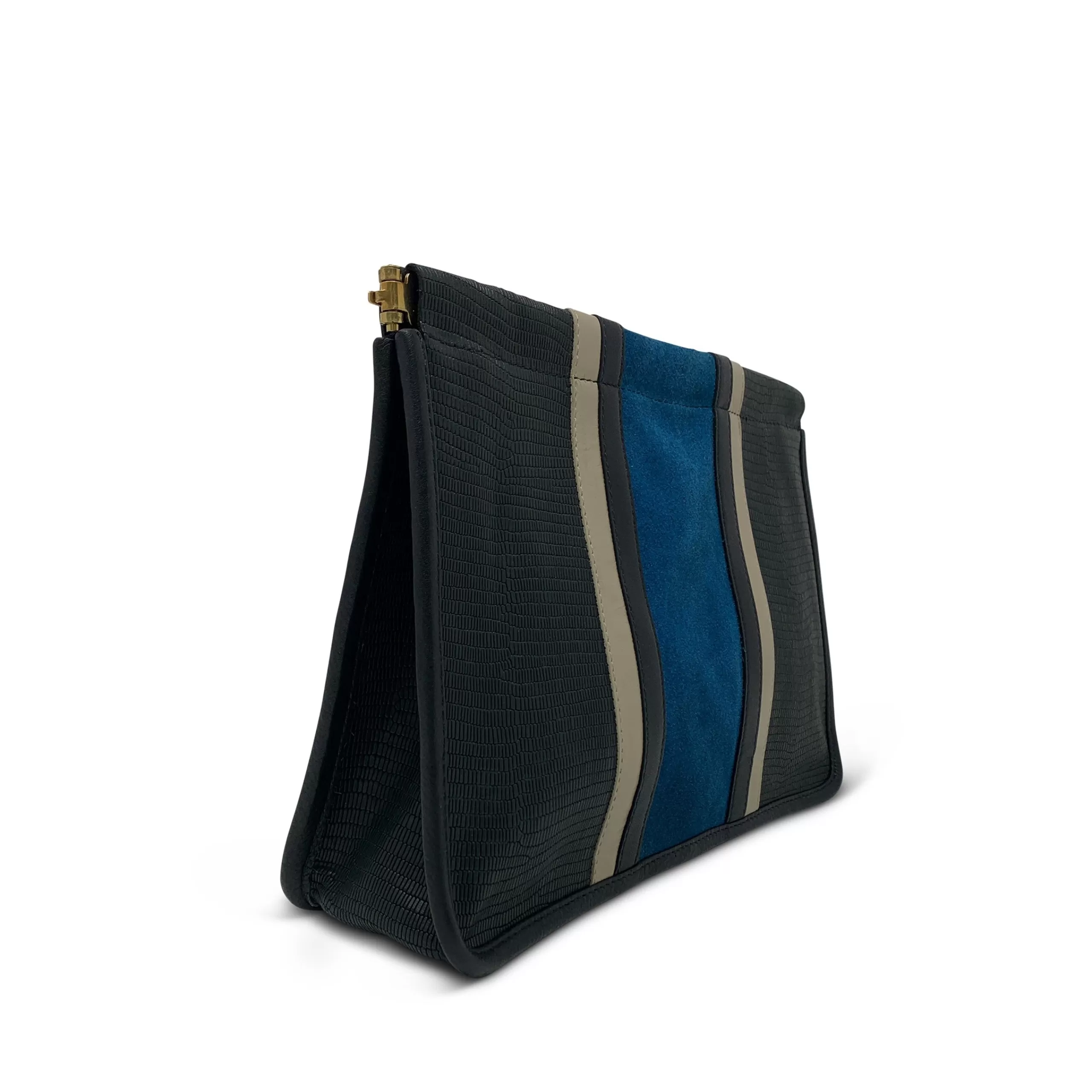 Kempton & Co Mini Crock Sea Blue Snap Clutch | New Pouches & Clutches