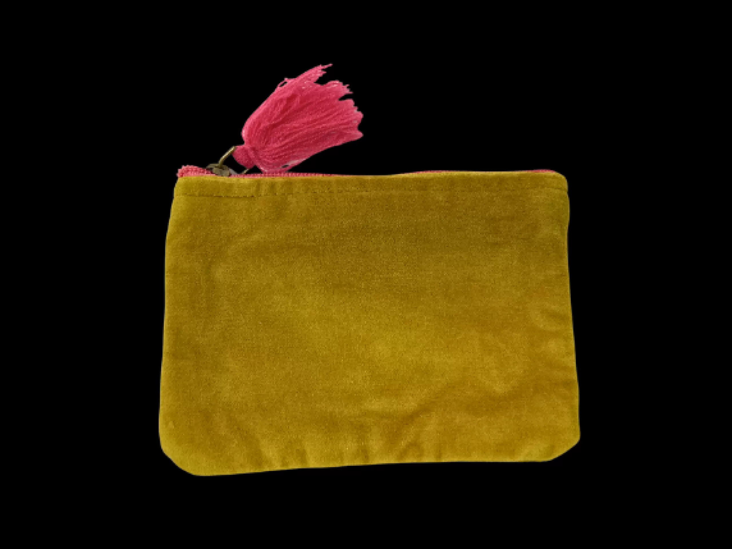 Kempton & Co Mustard Velvet Pouch With Tassel | Pouches & Clutches