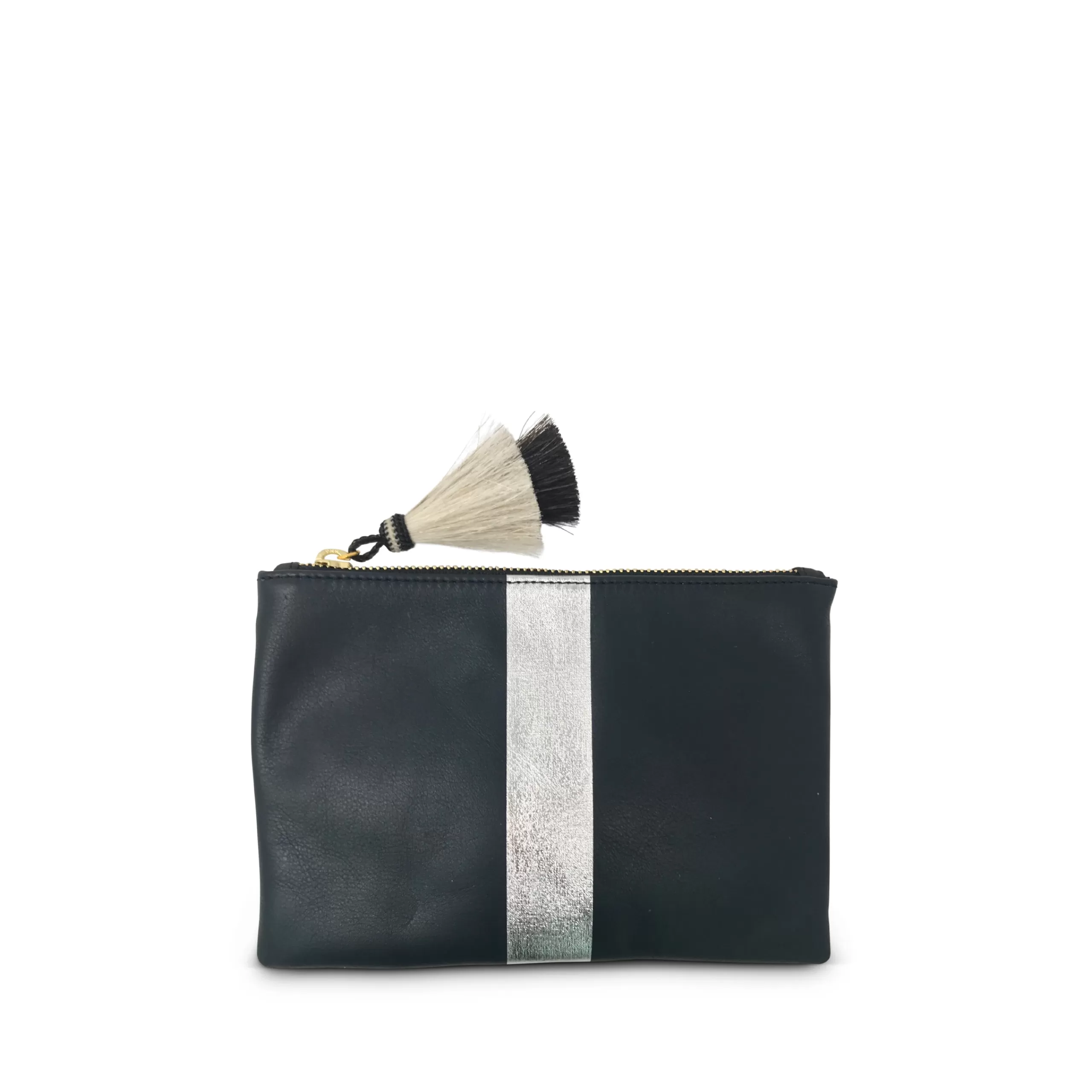 Kempton & Co Navy & Silver Striped Small Pouch | Pouches & Clutches