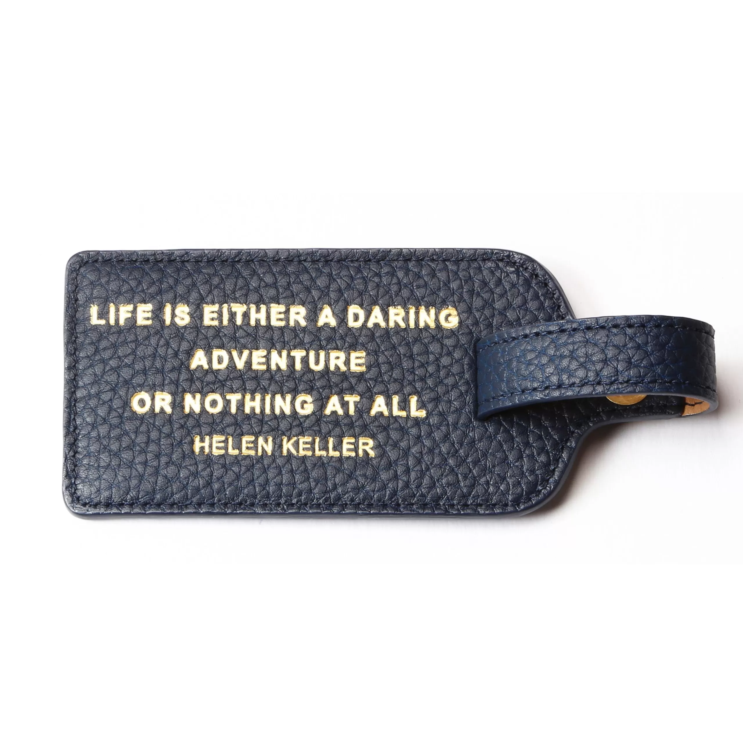 Kempton & Co Navy Leather Luggage Tag - Life Is A Daring Adventure | Small Leather Goods