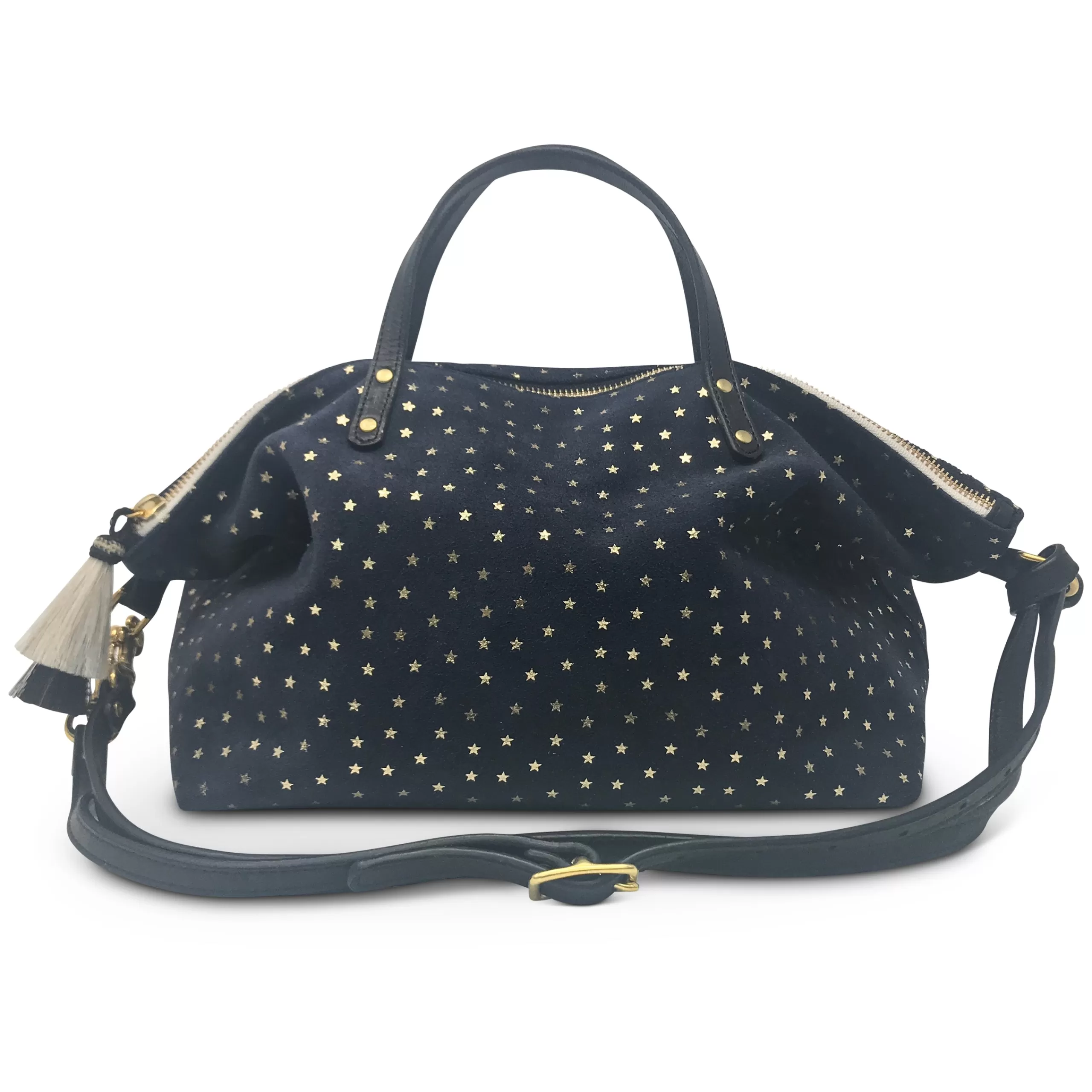 Kempton & Co Navy Suede Gold Foil Stars Devon Holdall | Crossbody