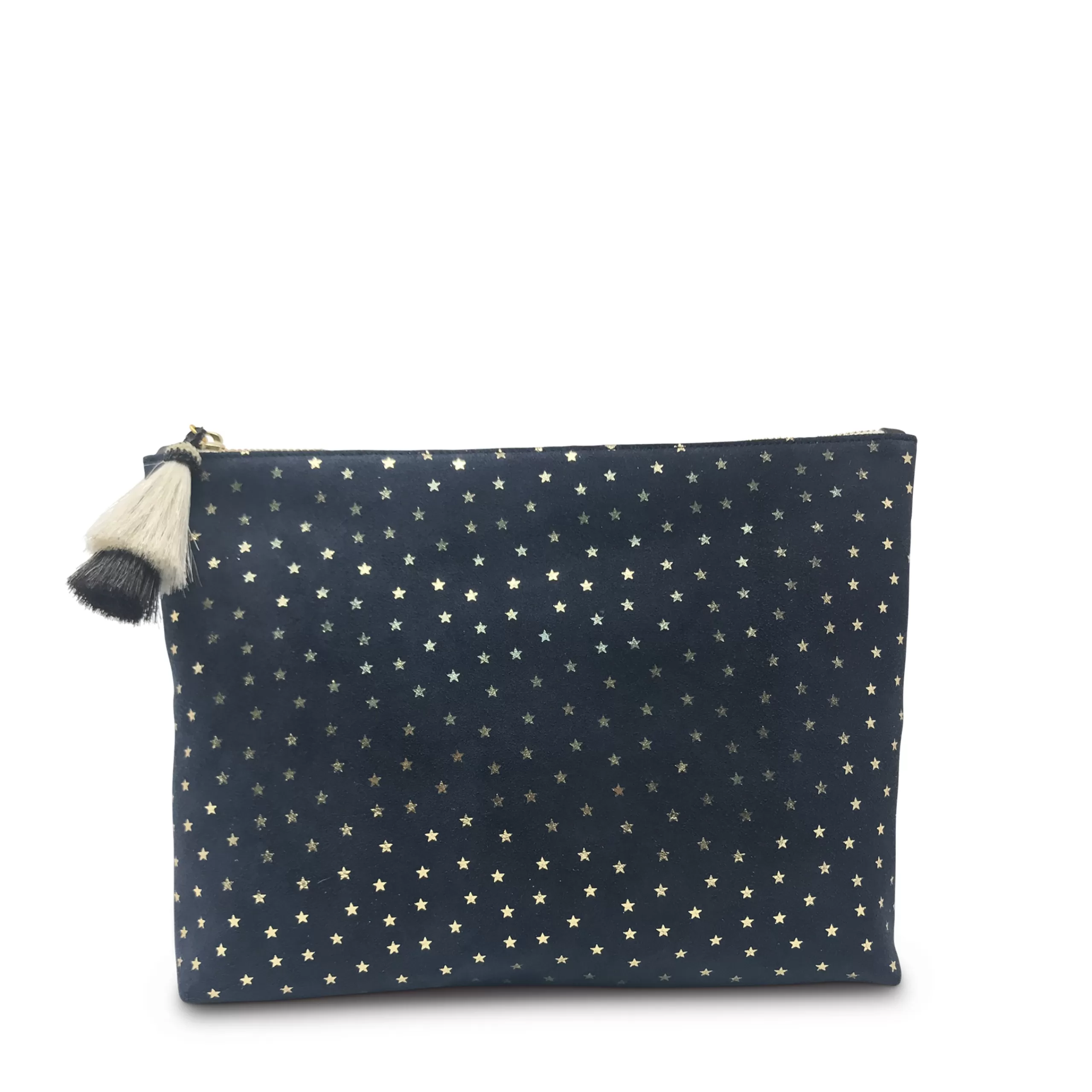 Kempton & Co Navy Suede Gold Foil Stars Medium Pouch | Pouches & Clutches