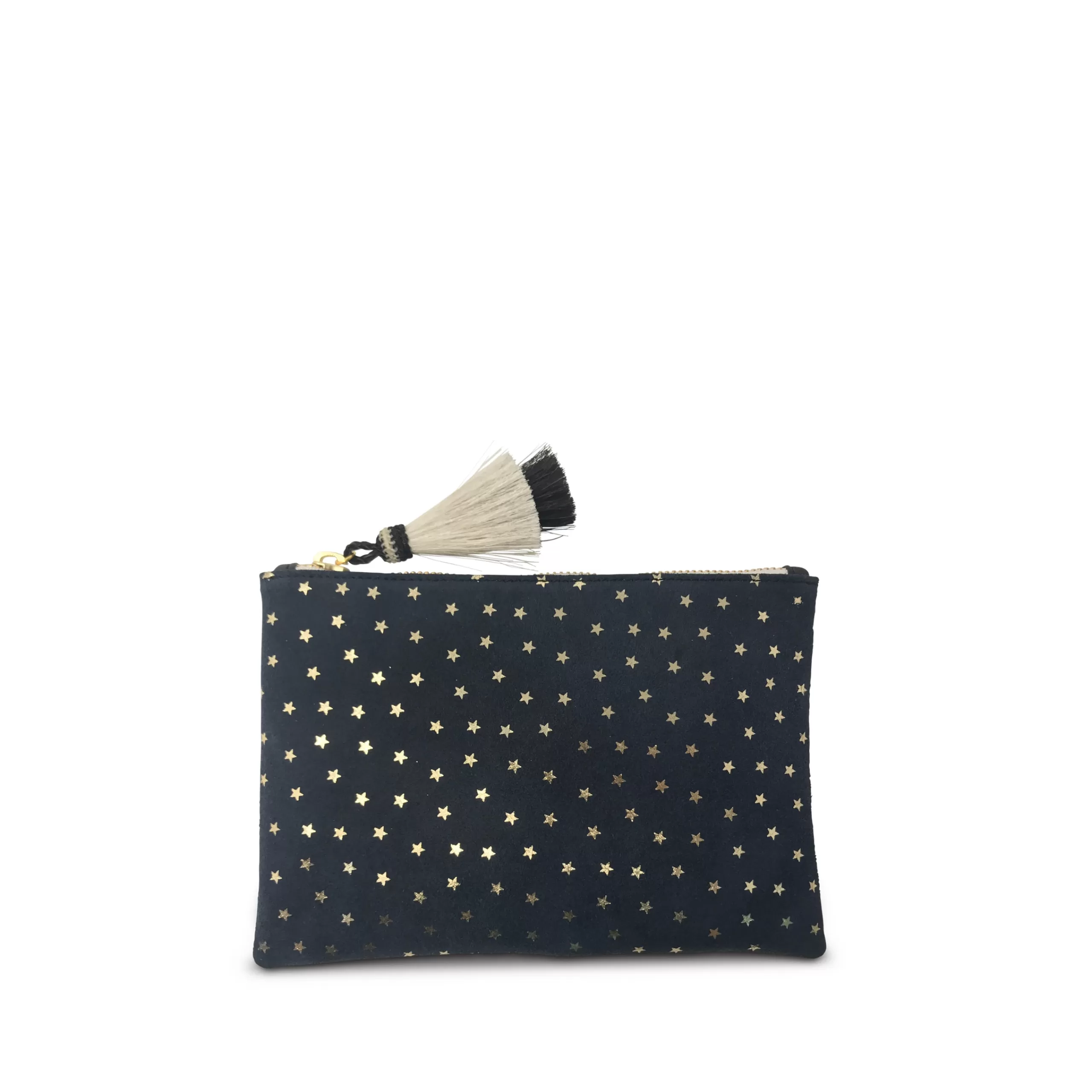 Kempton & Co Navy Suede Gold Foil Stars Small Pouch | Pouches & Clutches