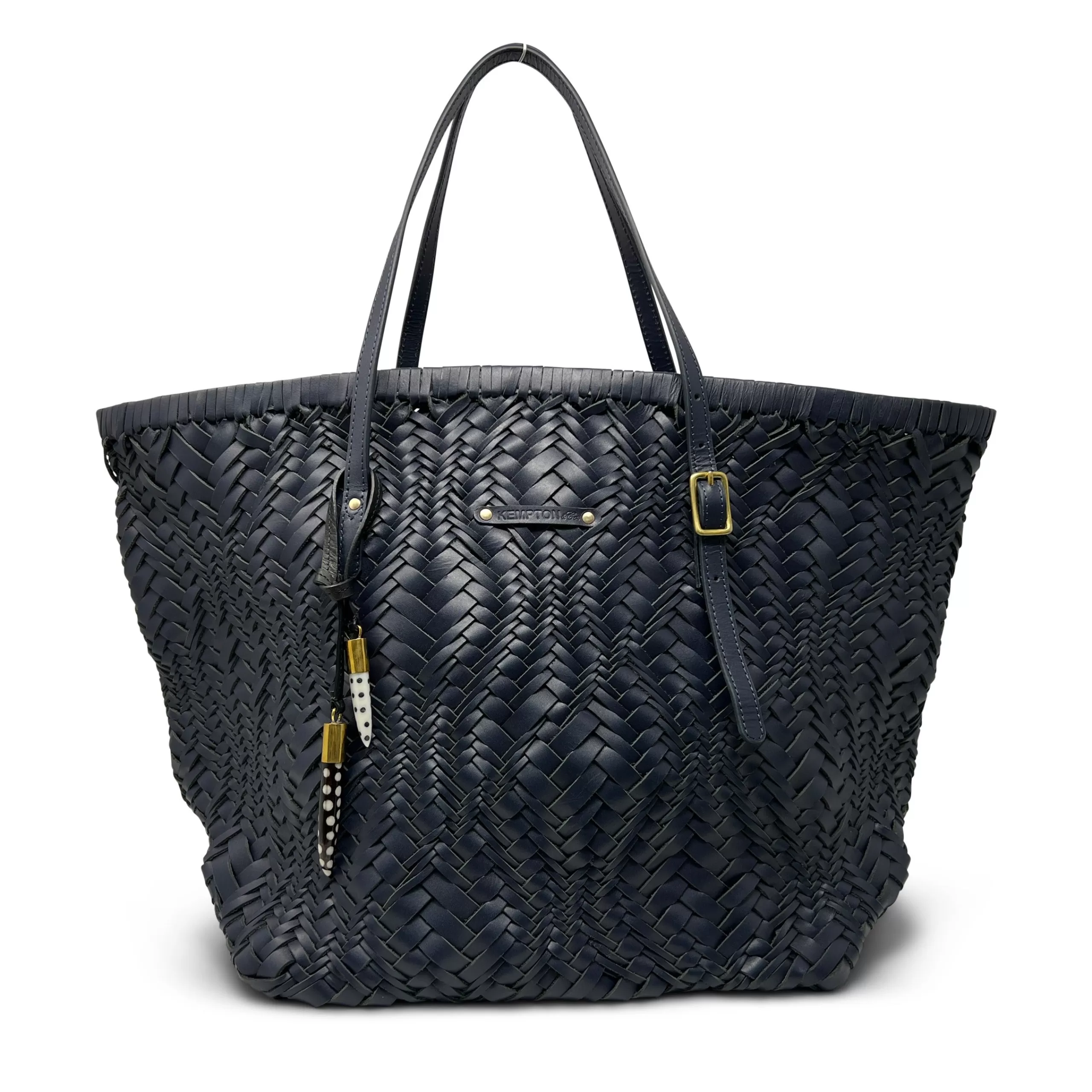 Kempton & Co Navy Vari Weave Leather Tote | Large Bags