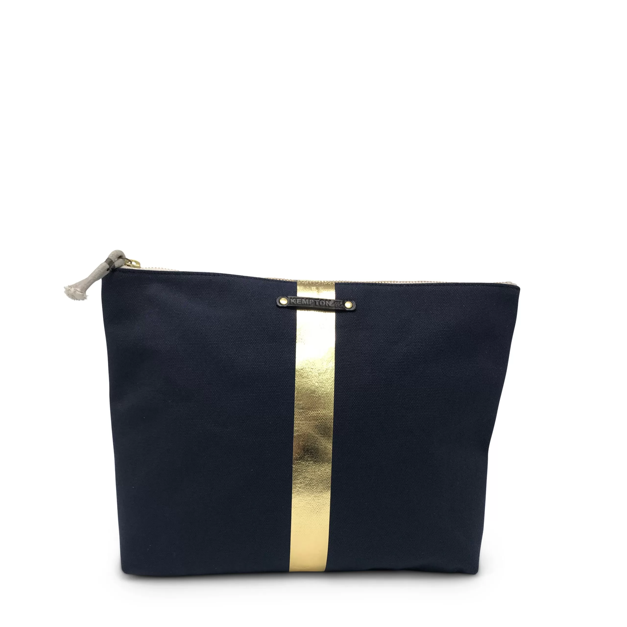 Kempton & Co Navy/Gold Stripe Canvas Beach Pouch | Pouches & Clutches