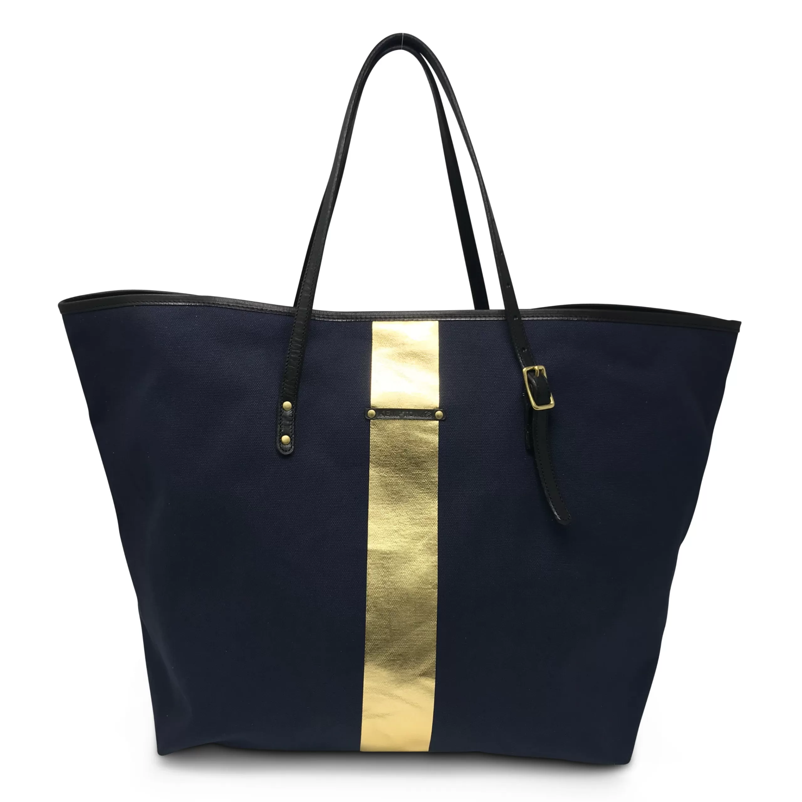 Kempton & Co Navy/Gold Striped Canvas Urban Beach Tote | Large Bags