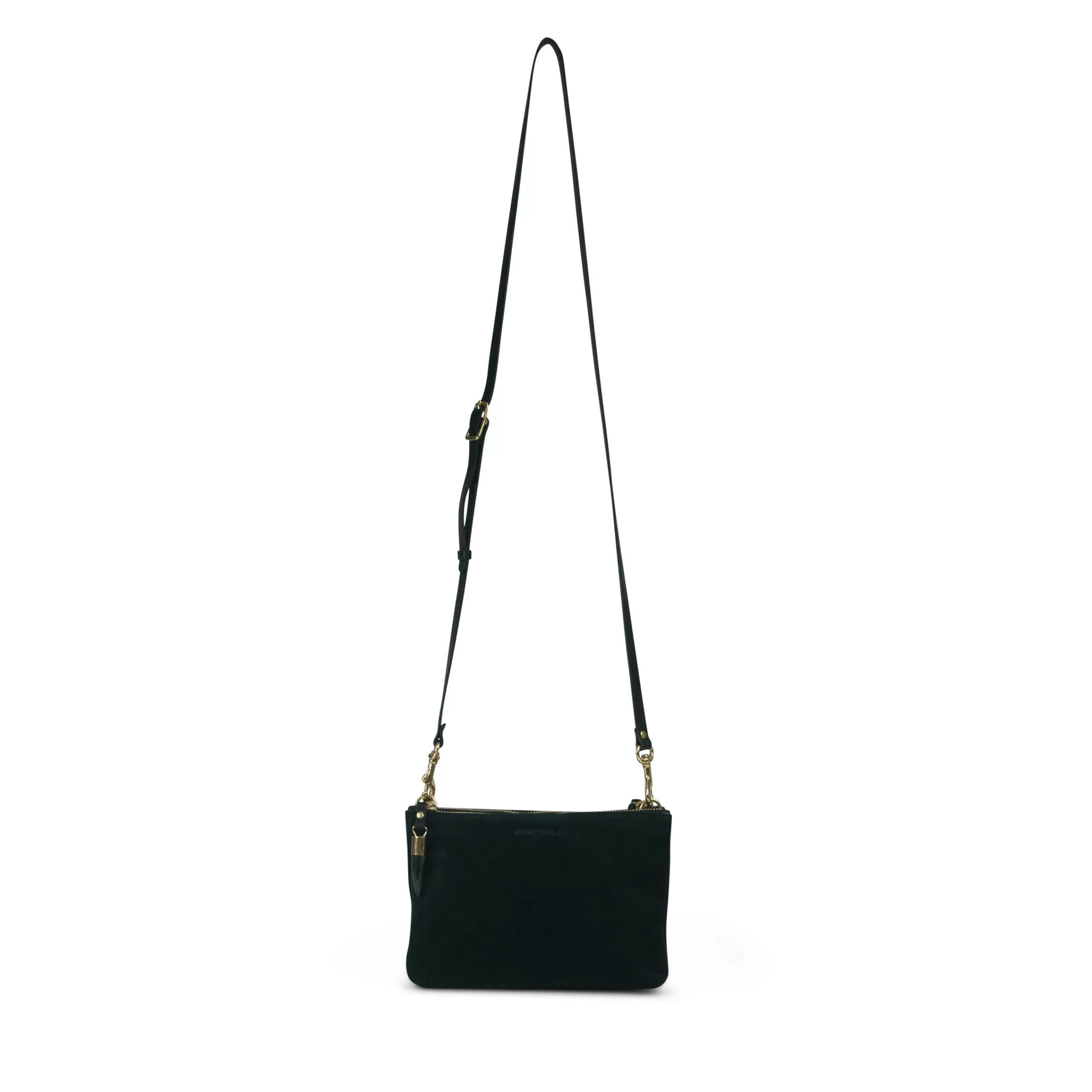 Kempton & Co Nottingham Double Zip Crossbody - Black Suede | Crossbody