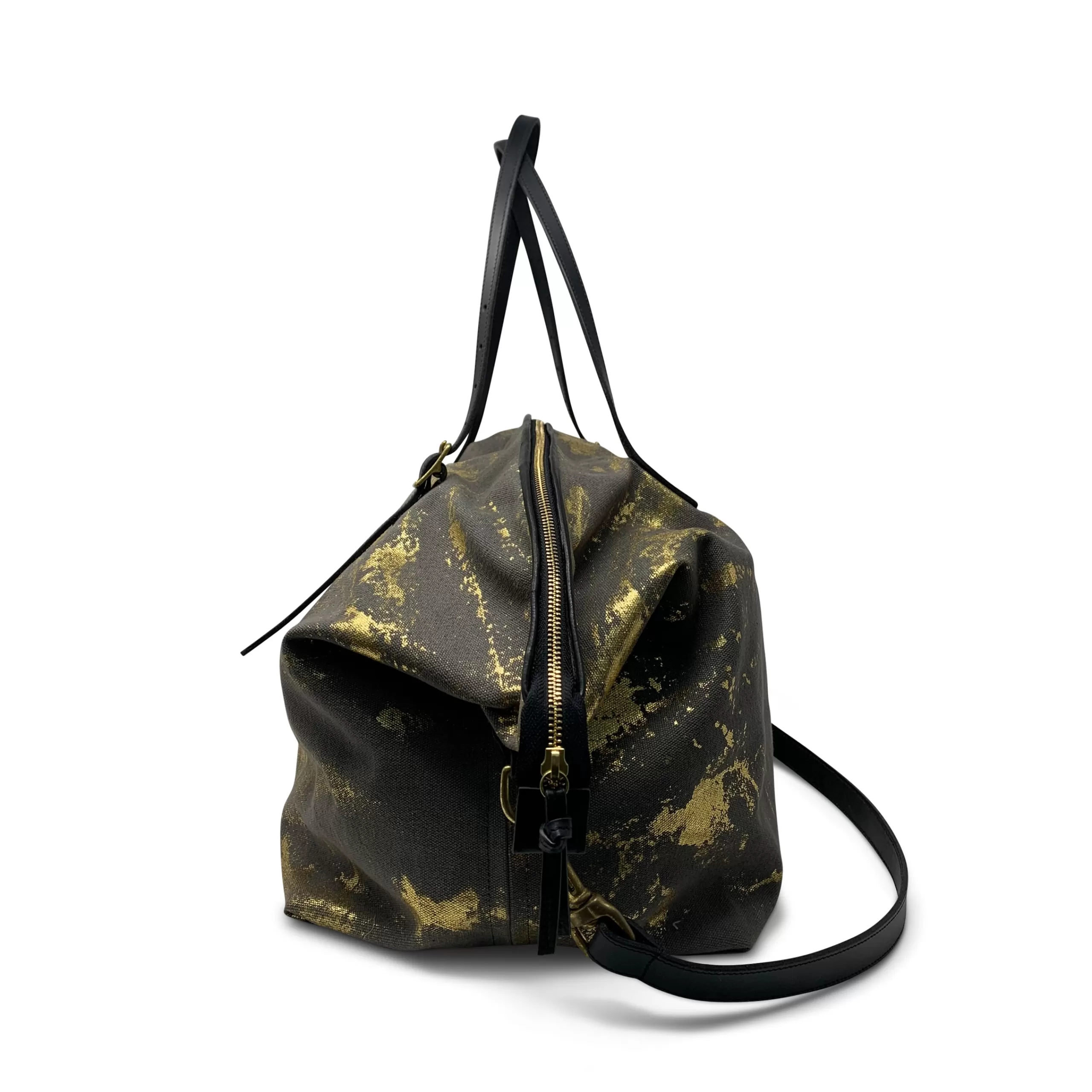 Kempton & Co Olive And Gold Splatter Canvas Crossbody | Canvas Bags