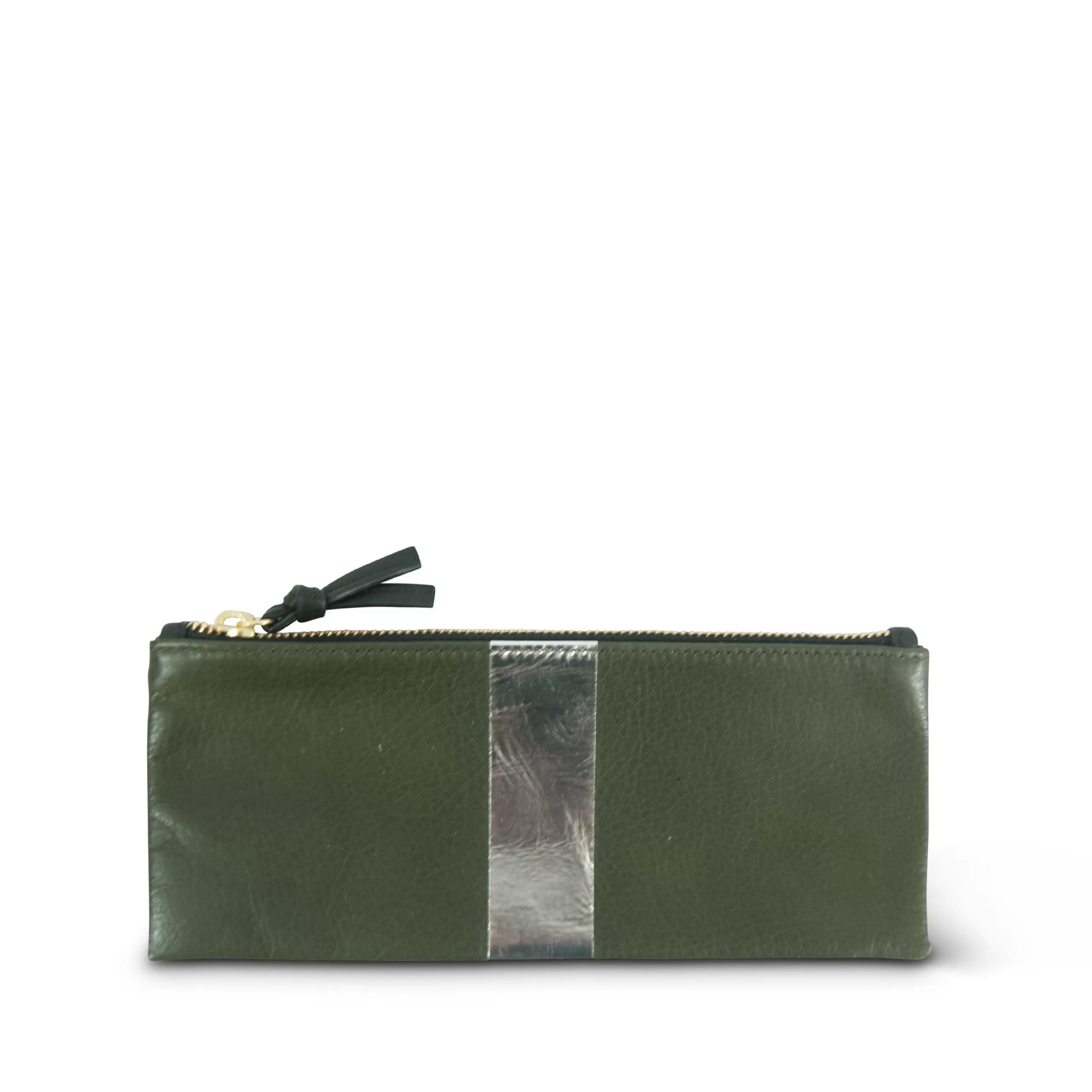 Kempton & Co Olive And Silver Skinny Pouch | Pouches & Clutches