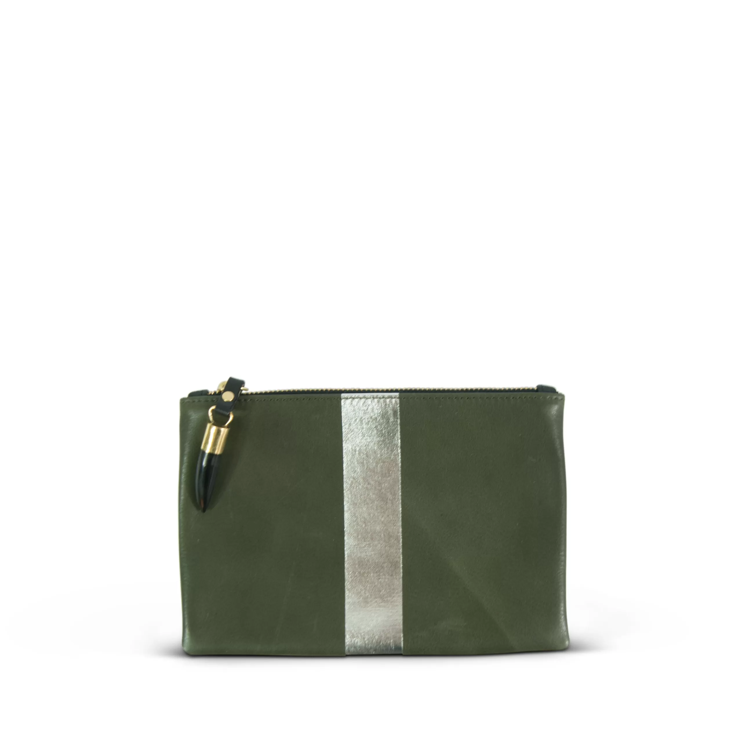 Kempton & Co Olive And Silver Small Pouch | Pouches & Clutches