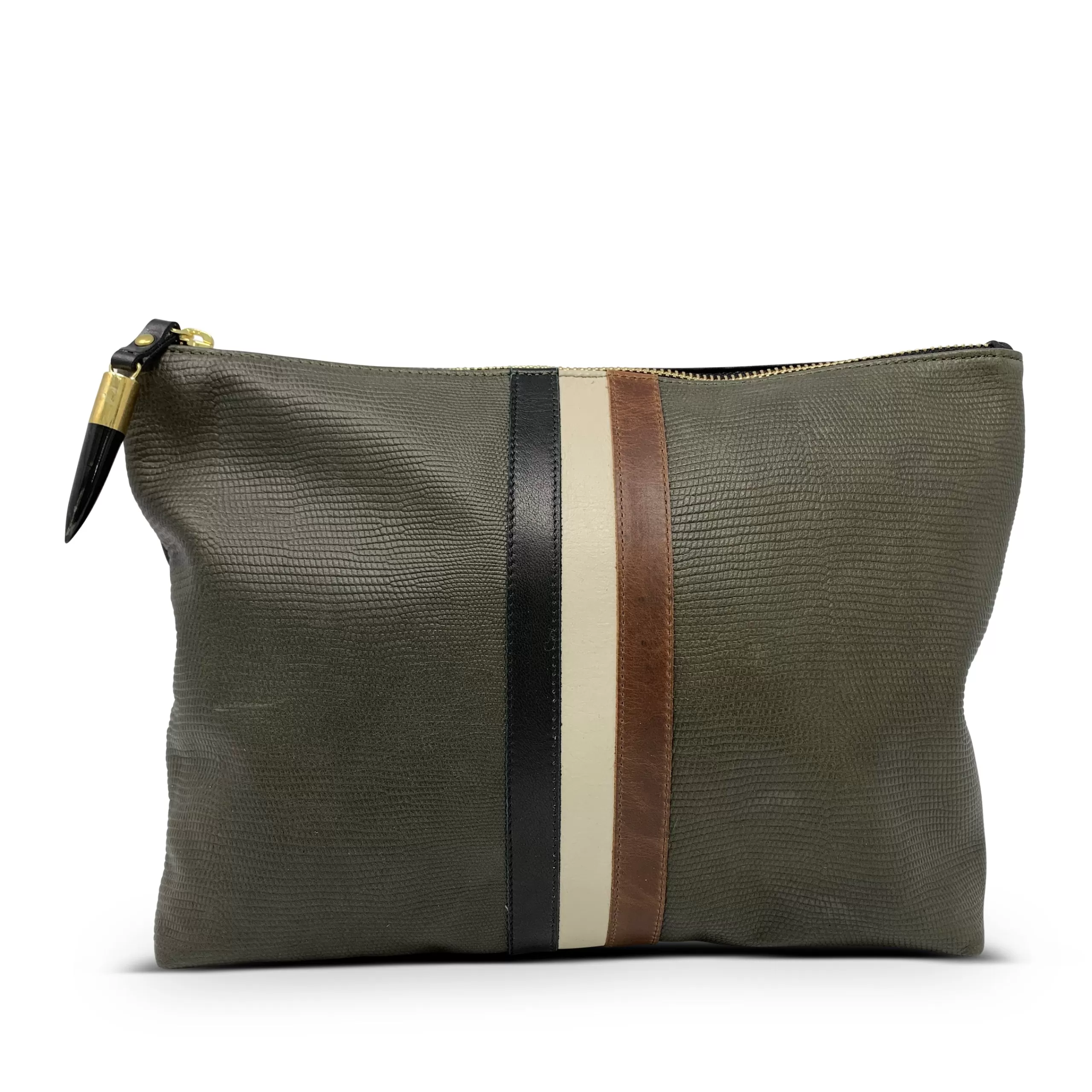 Kempton & Co Olive Petite Lizard Medium Pouch | Pouches & Clutches